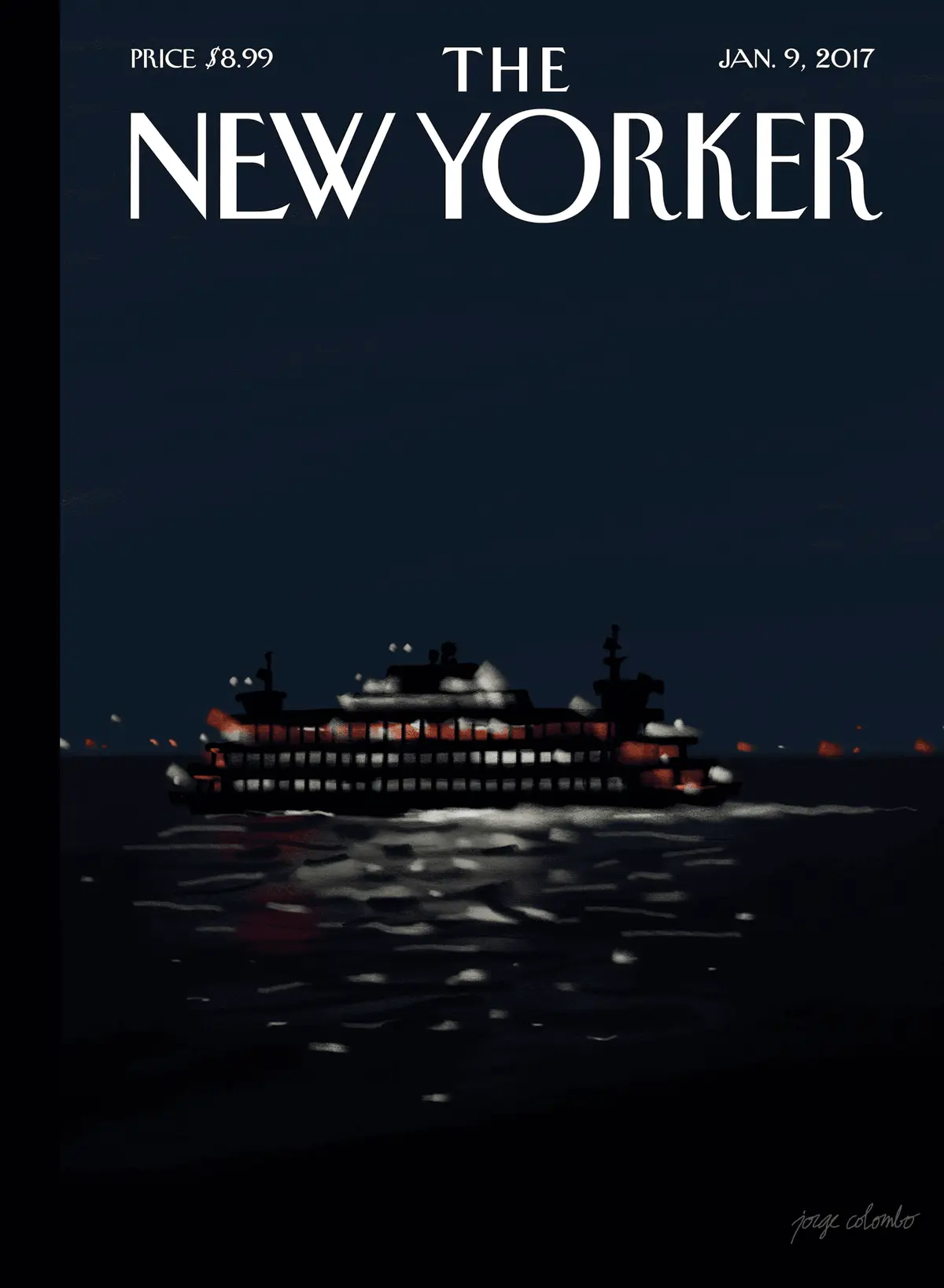 Обложка The New Yorker, 9 января 2017: Водные пути, художник Хорхе Коломбо