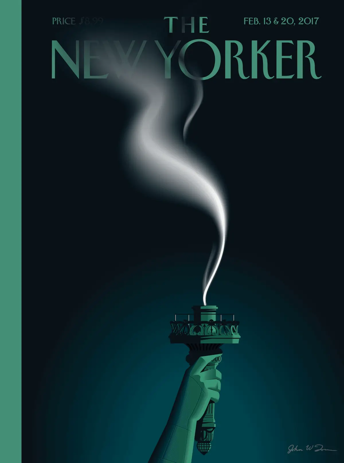 Обложка The New Yorker, 13 февраля 2017: Свобода гаснет, художник Джон У. Томак