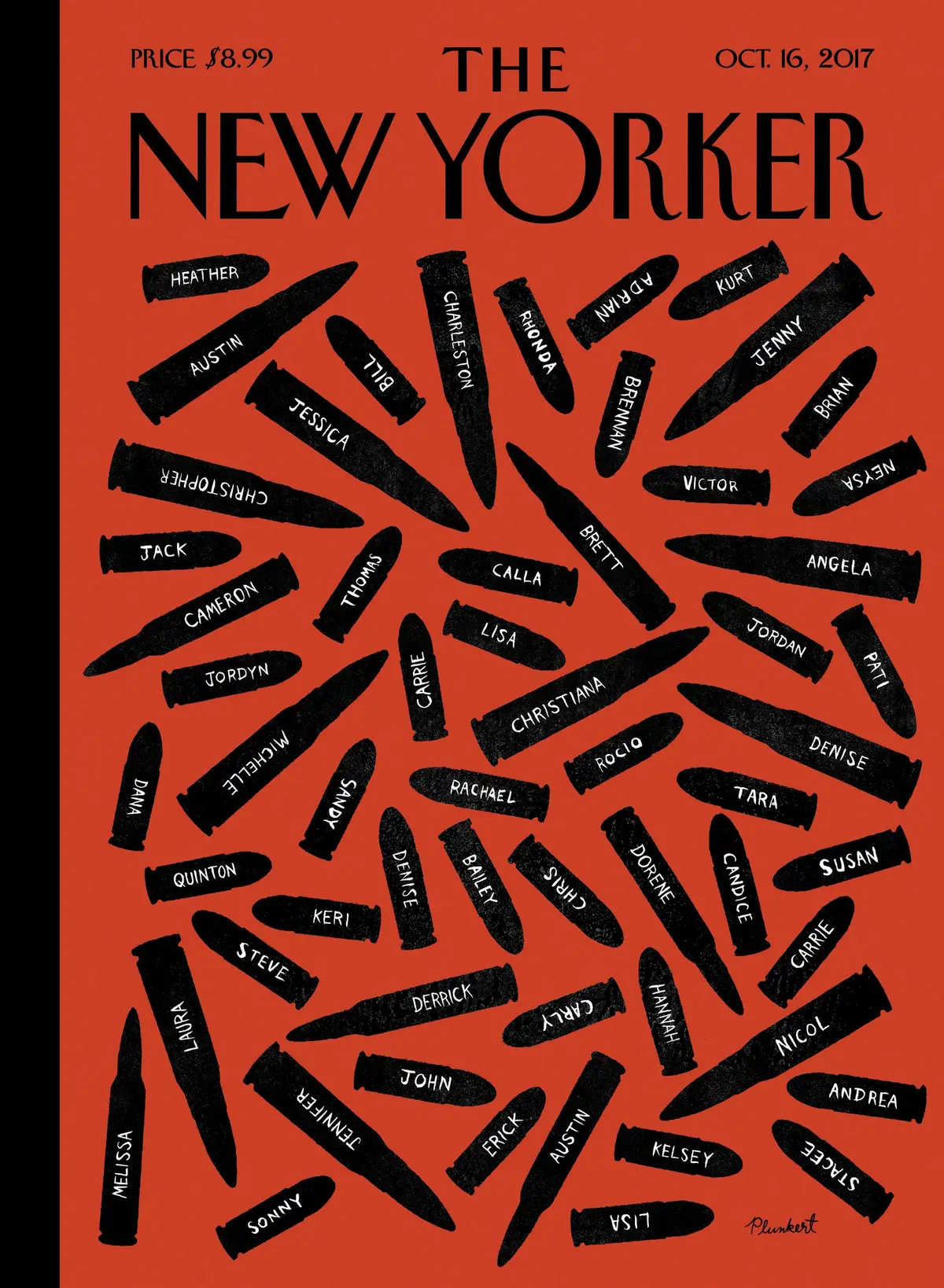 Обложка The New Yorker, 16 октября 2017: 1 октября 2017: один день в стране оружия, художник Дэвид Планкерт