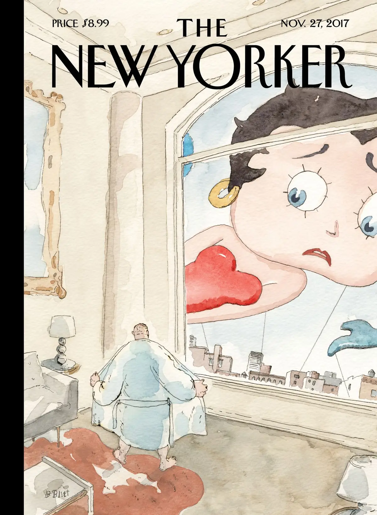 Обложка The New Yorker, 27 ноября 2017: Негде спрятаться, художник Барри Блитт