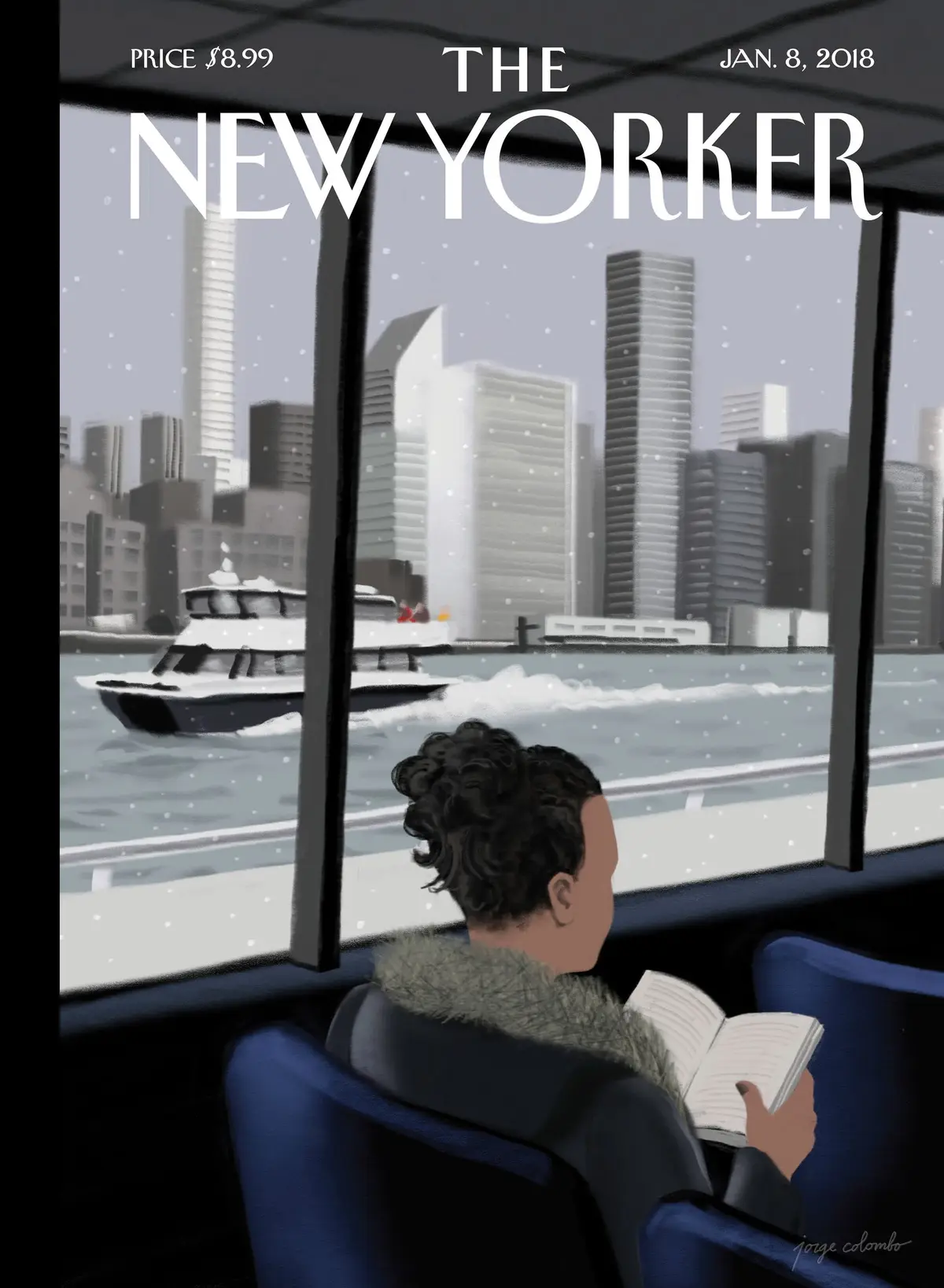 Обложка The New Yorker, 8 января 2018: На пароме, художник Хорхе Коломбо