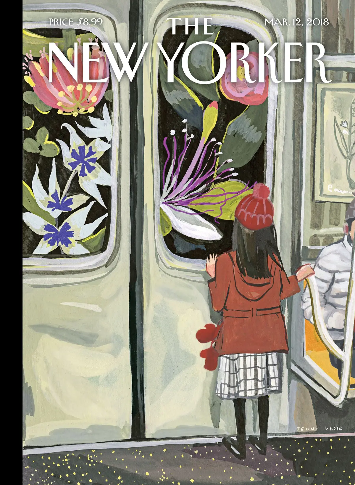 Обложка The New Yorker, 12 марта 2018: Следующая остановка — весна, художник Дженни Кройк