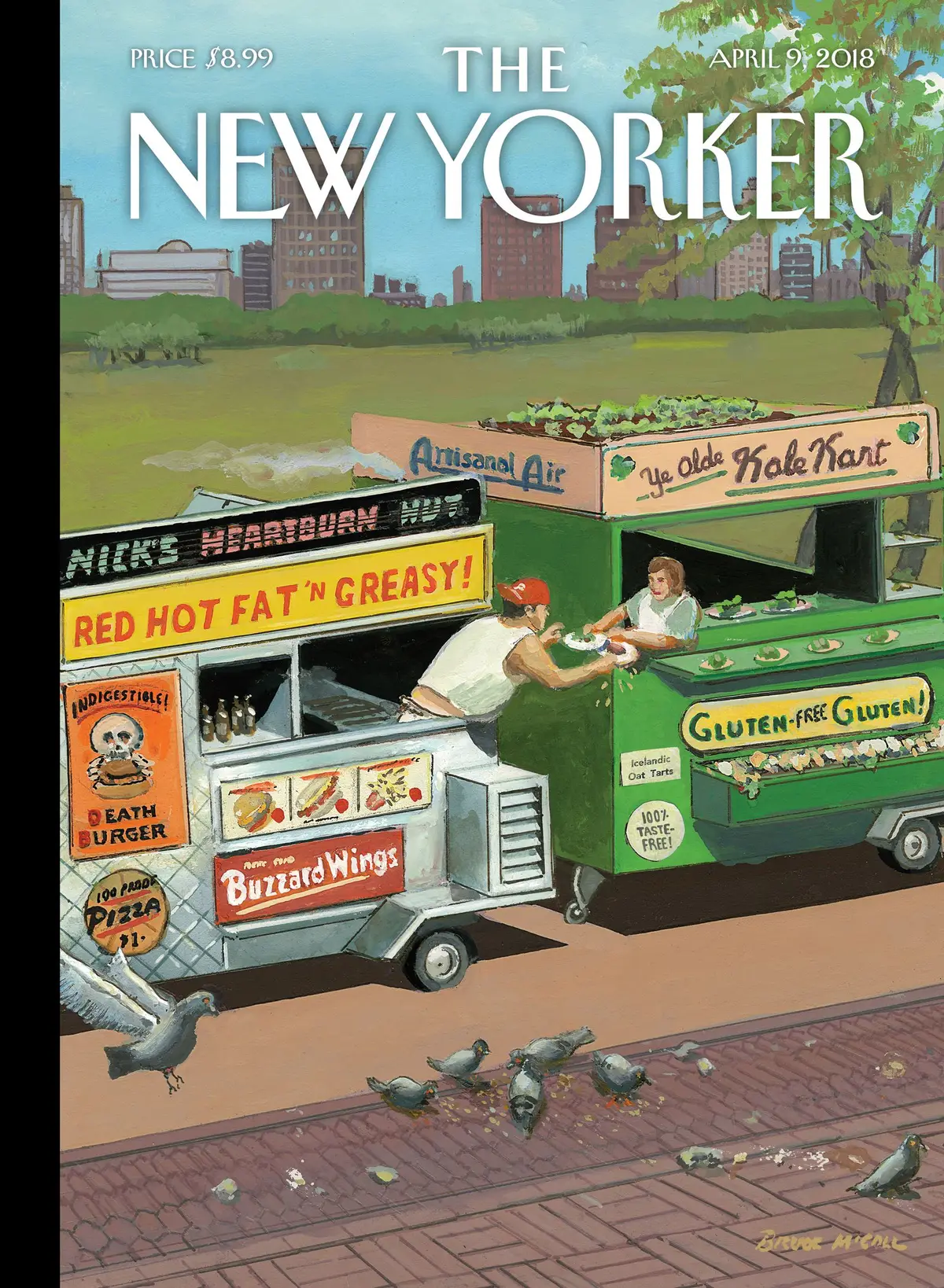 Обложка The New Yorker, 9 апреля 2018: Безглютеновый глютен, художник Брюс Макколл