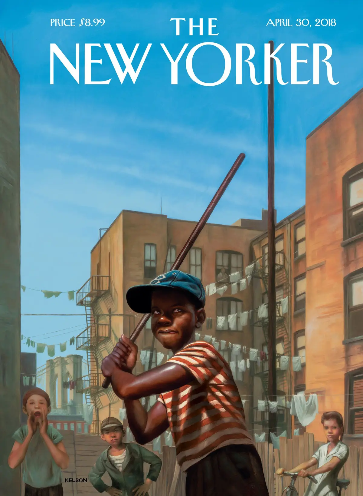 Обложка The New Yorker, 30 апреля 2018: Переулок стикбола, художник Кадир Нельсон