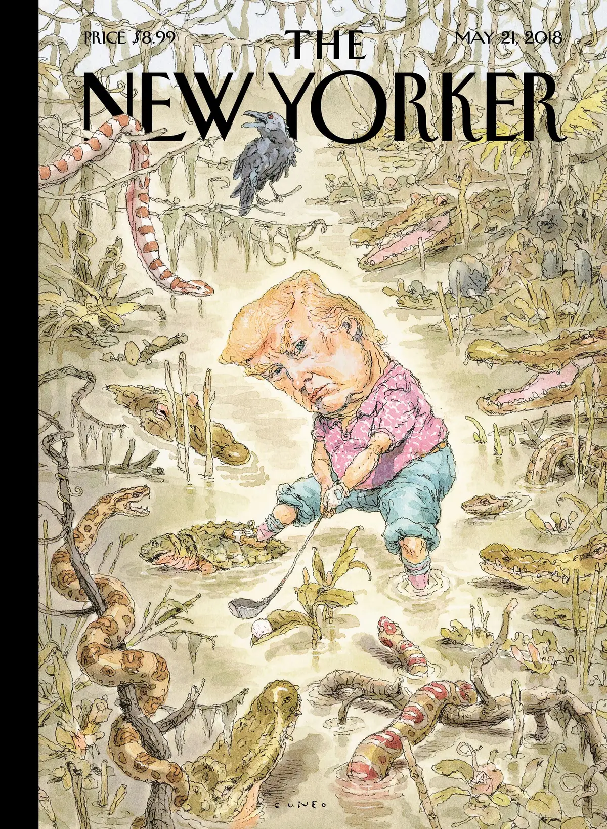 Обложка The New Yorker, 21 мая 2018: Болото, художник Джон Кунео