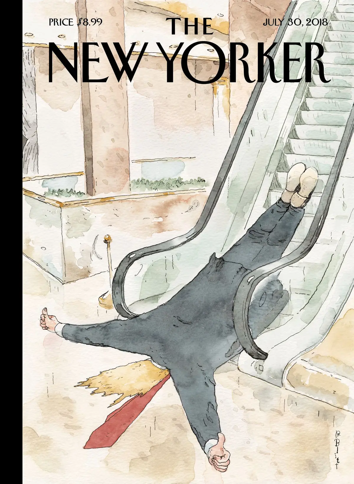 Обложка The New Yorker, 30 июля 2018: Большой палец вверх, художник Барри Блитт