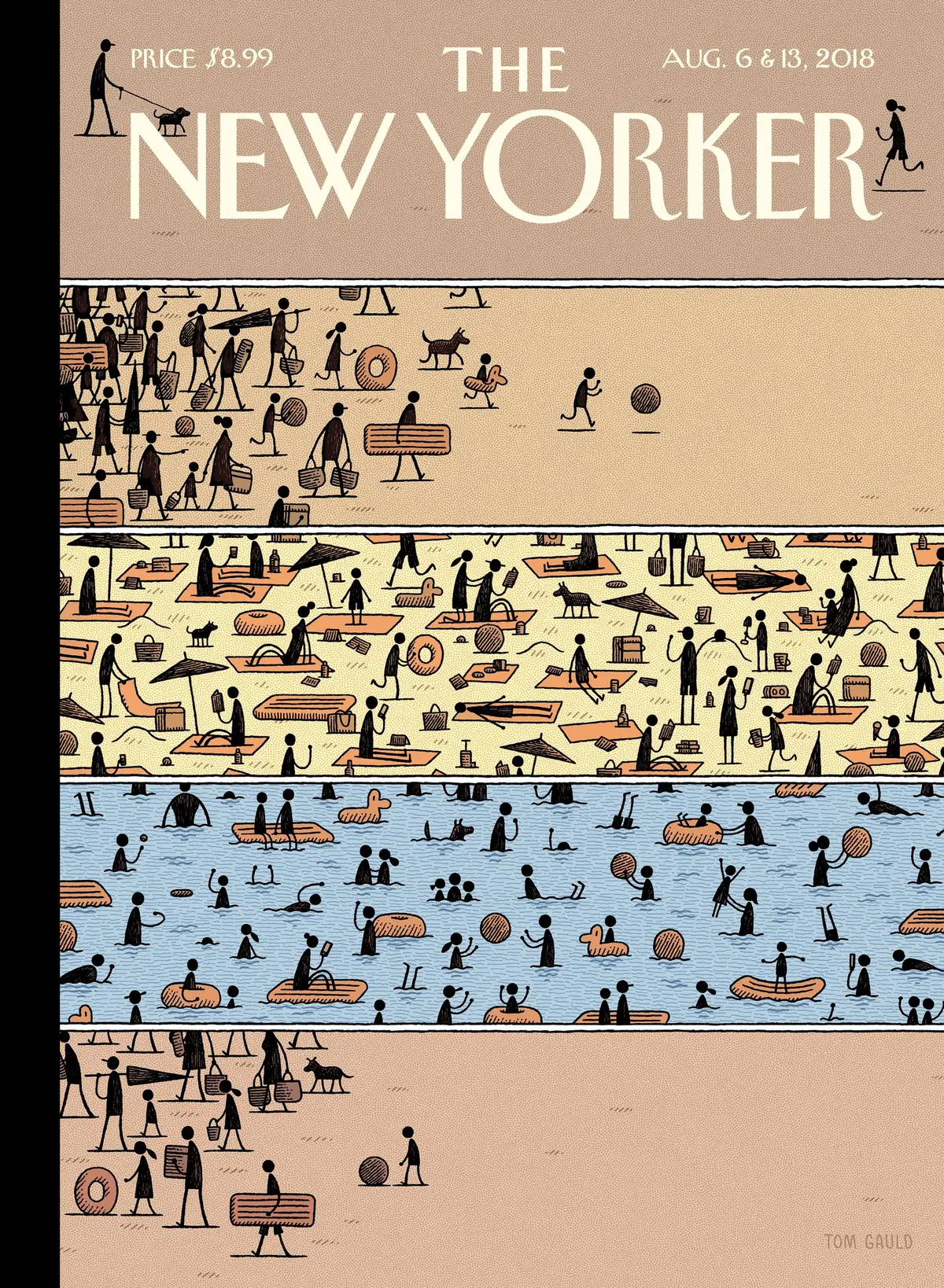 Обложка The New Yorker, 6 августа 2018: На пляже, художник Том Голд