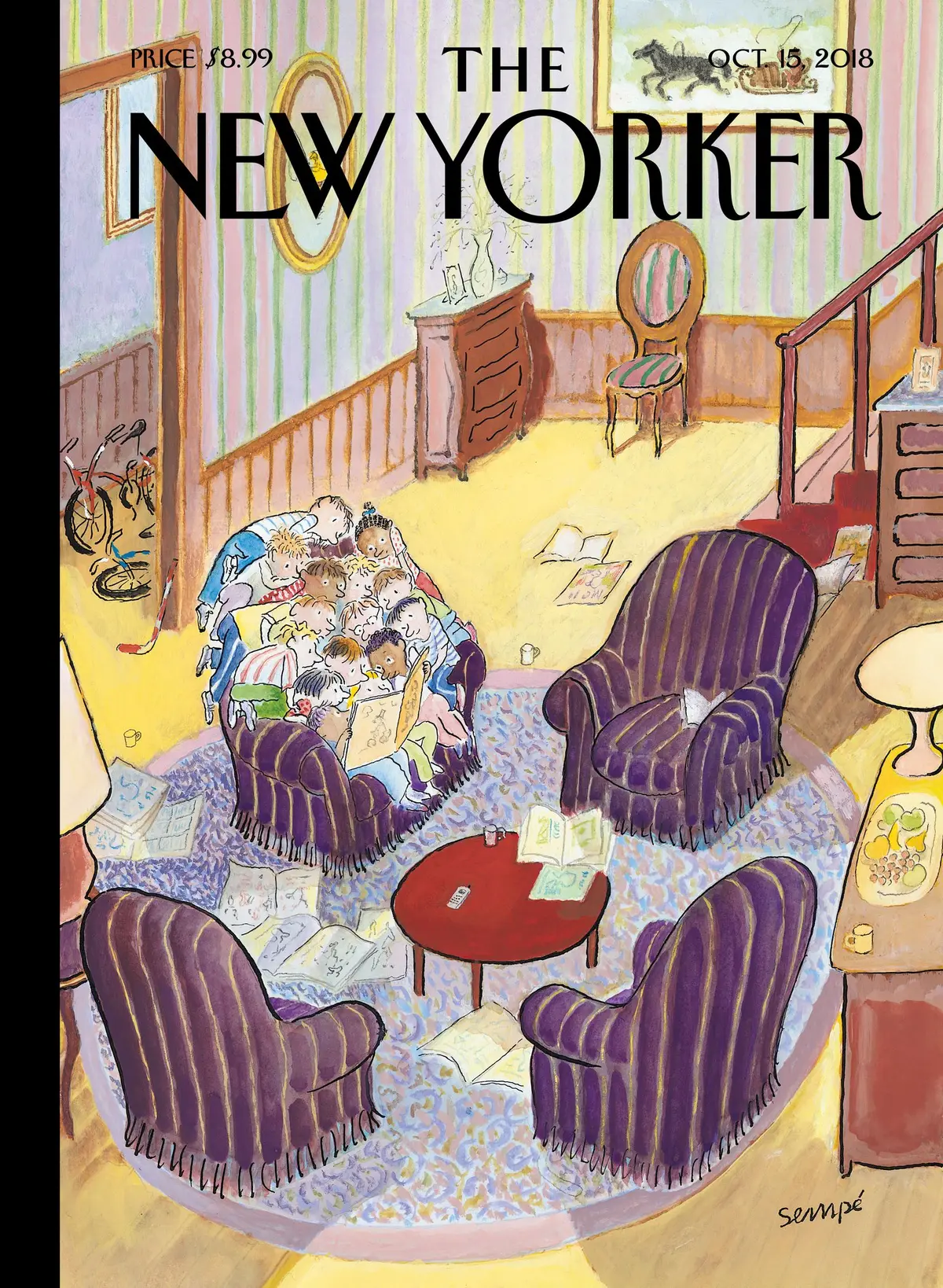 Обложка The New Yorker, 15 октября 2018: Книжный клуб, художник Жан-Жак Сампе