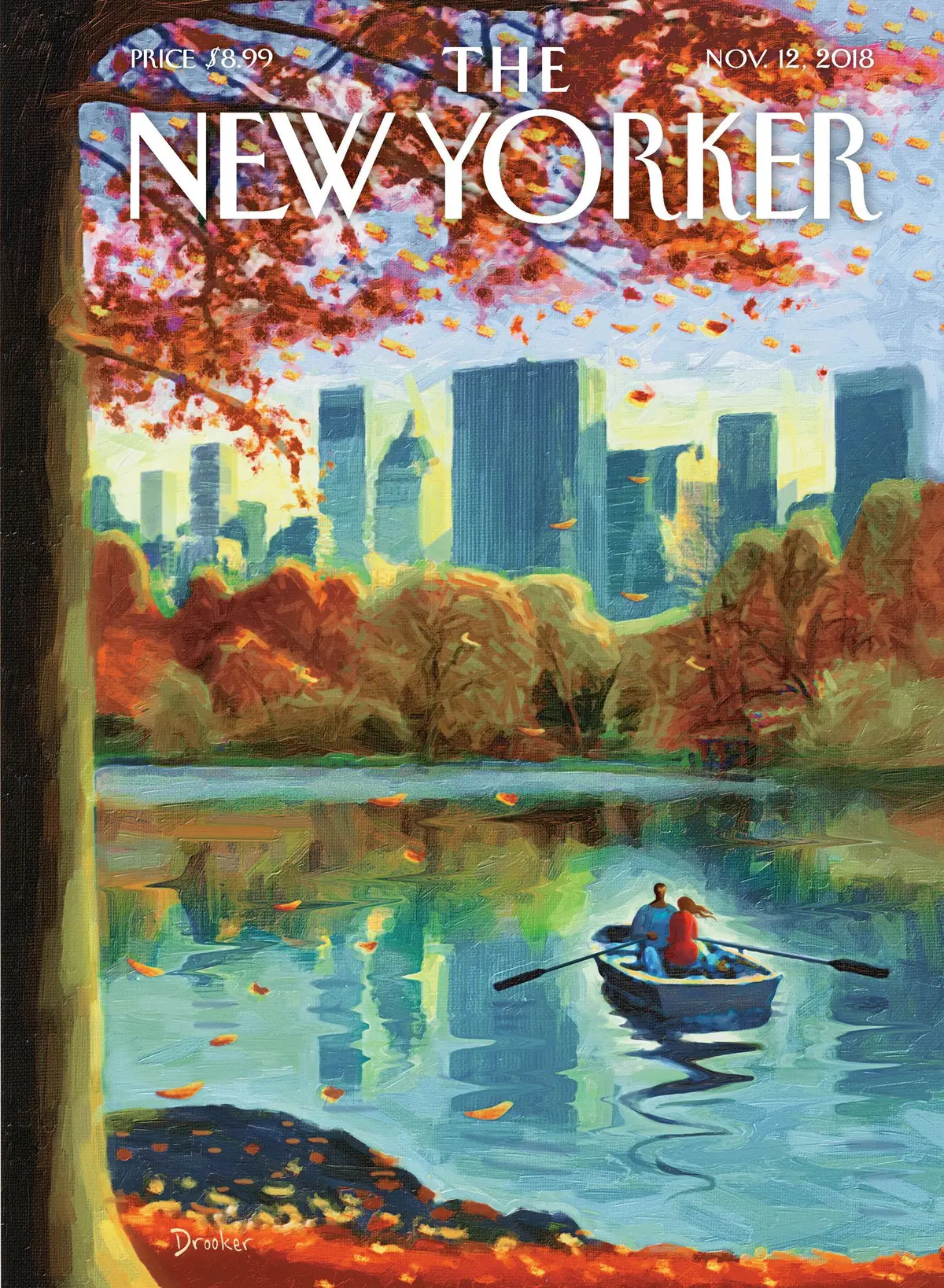 Обложка The New Yorker, 12 ноября 2018: Лодки в Центральном парке, художник Эрик Друкер