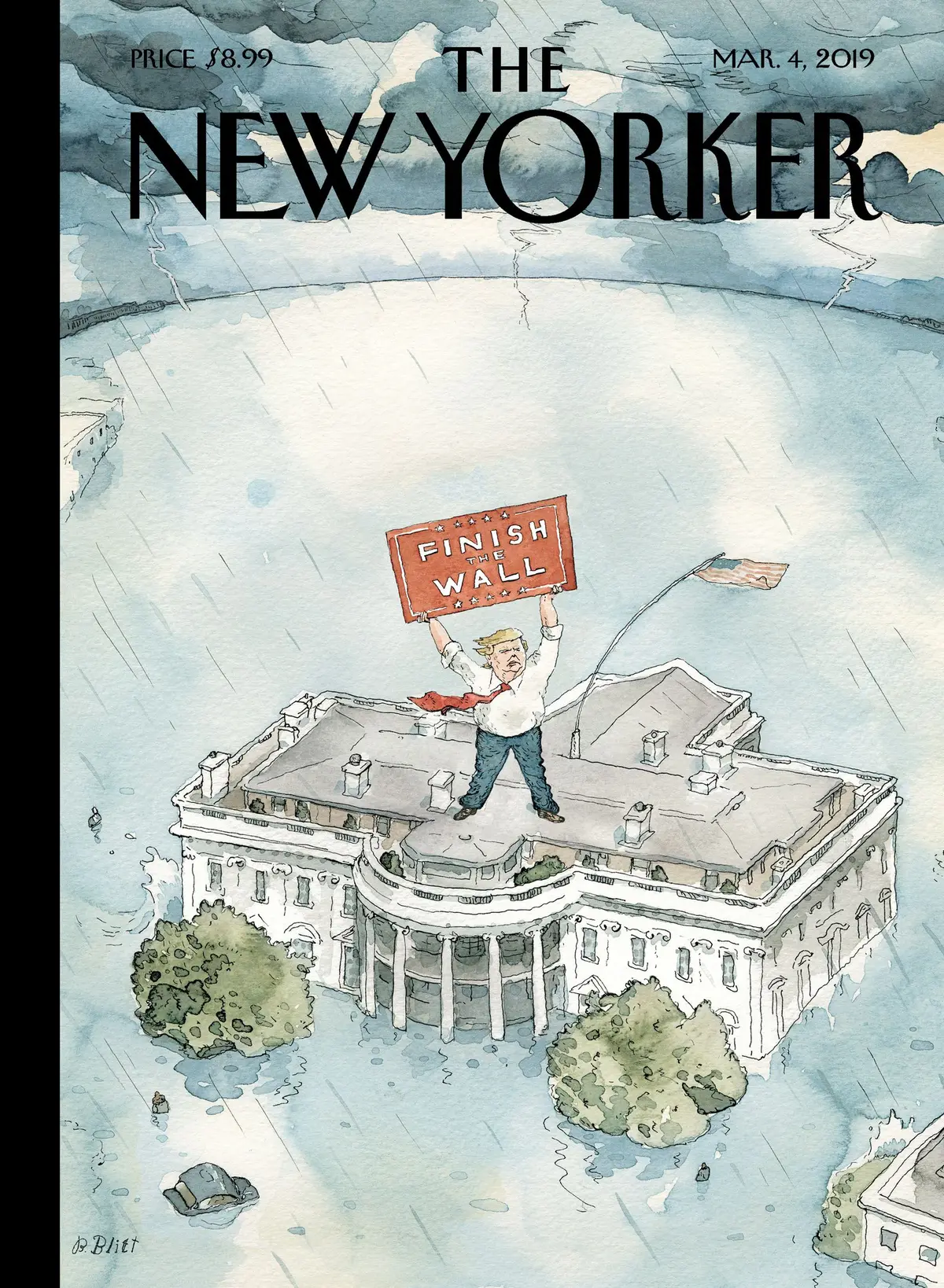 Обложка The New Yorker, 4 марта 2019: Настоящая чрезвычайная ситуация, художник Барри Блитт