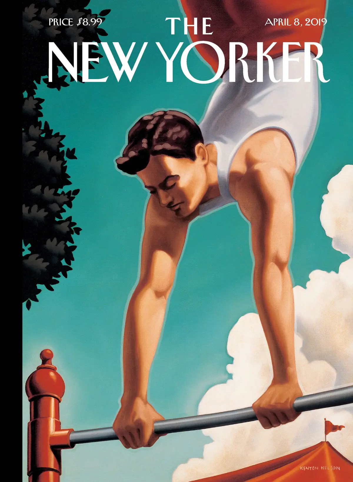 Обложка The New Yorker, 8 апреля 2019: Акробат, художник Кентон Нельсон