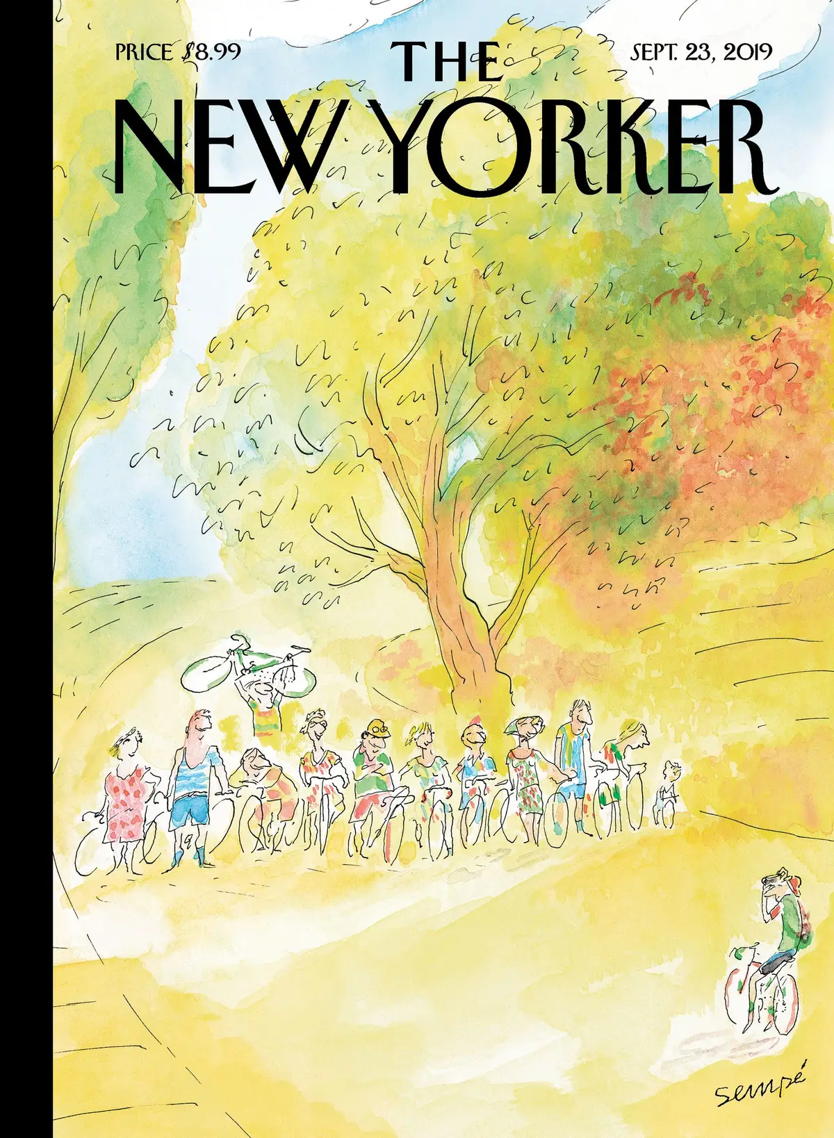 Обложка The New Yorker, 23 сентября 2019: Наши воскресные утренние прогулки, художник Жан-Жак Сампе