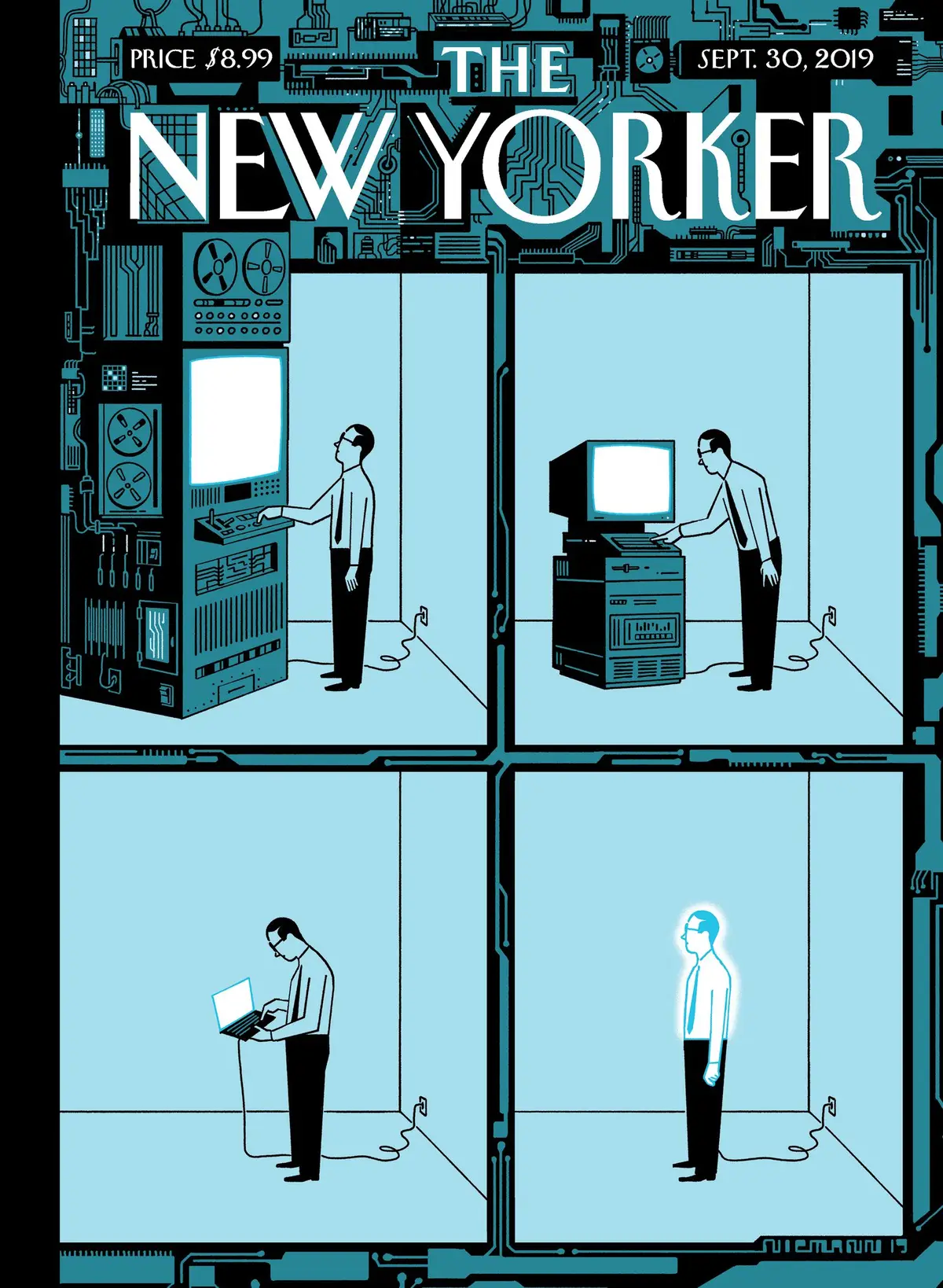 Обложка The New Yorker, 30 сентября 2019: Эволюция, художник Кристоф Ниман