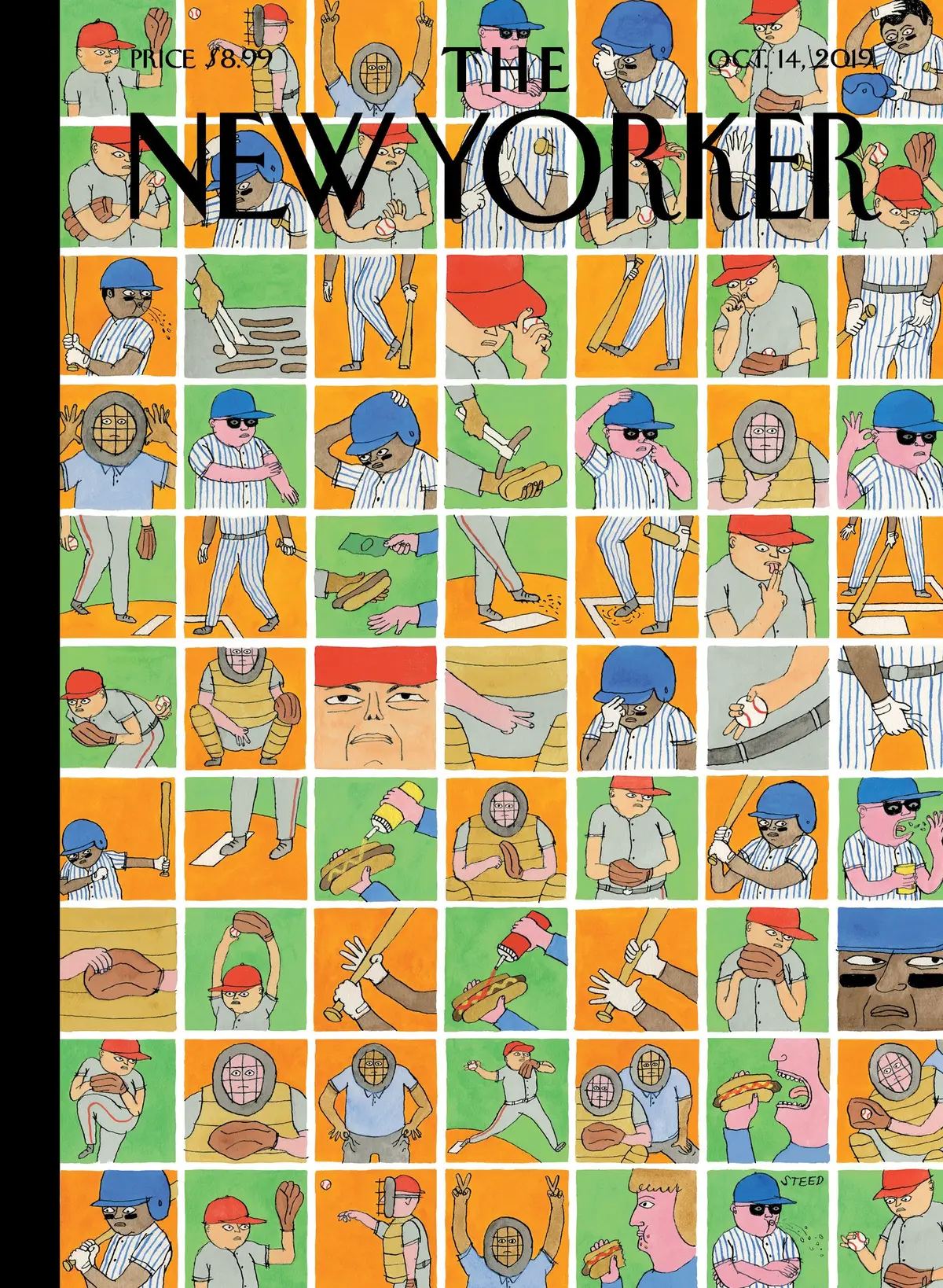 Обложка The New Yorker, 14 октября 2019: Бейсбол изнутри, художник Эдвард Стид