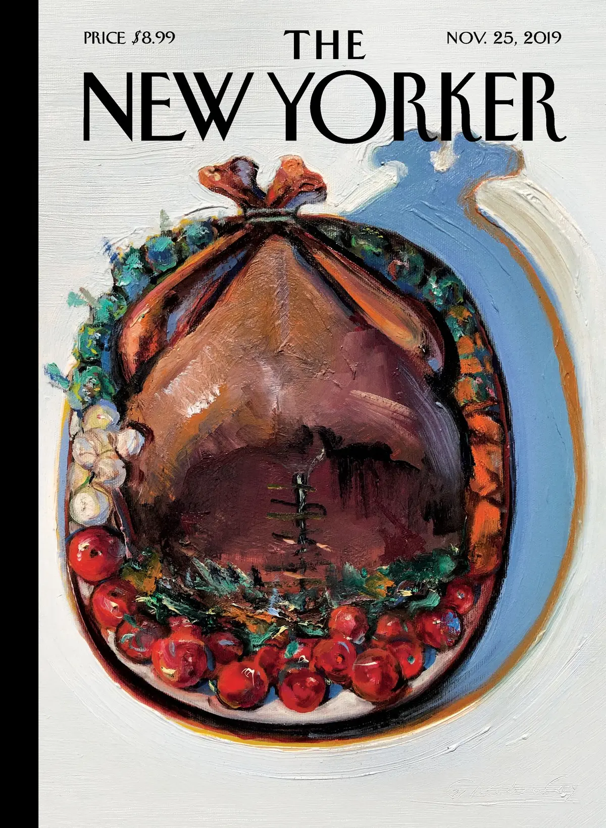 Обложка The New Yorker, 25 ноября 2019: Объелся, художник Уэйн Тибо