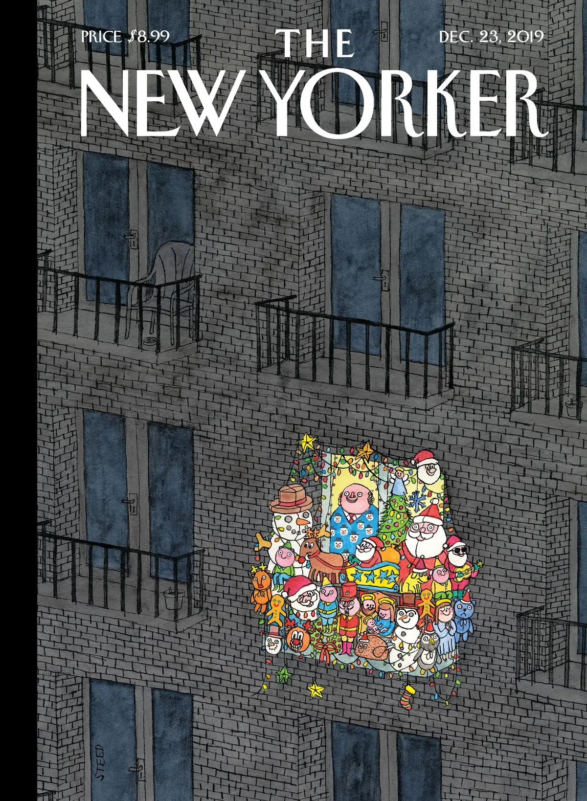 Обложка The New Yorker, 23 декабря 2019: Украшая палубу, художник Эдвард Стид