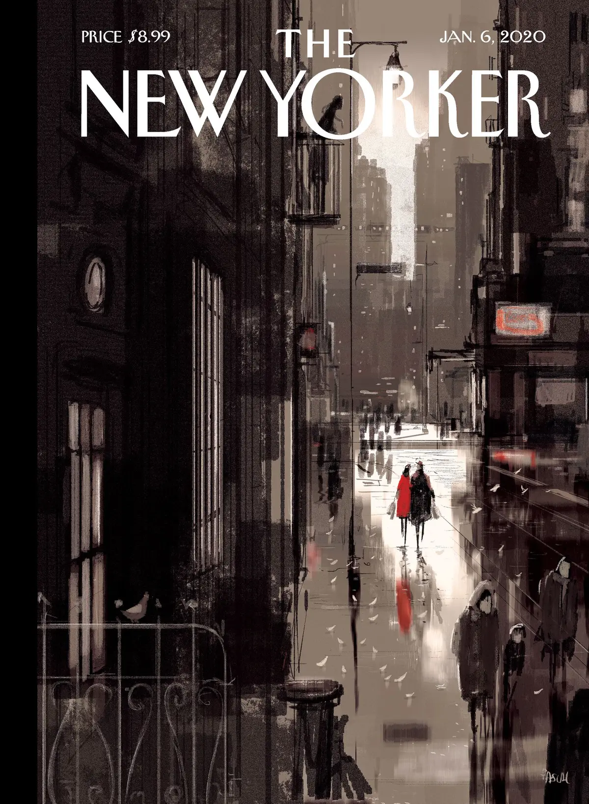 Обложка The New Yorker, 6 января 2020: Сумеречная авеню, художник Паскаль Кампьон