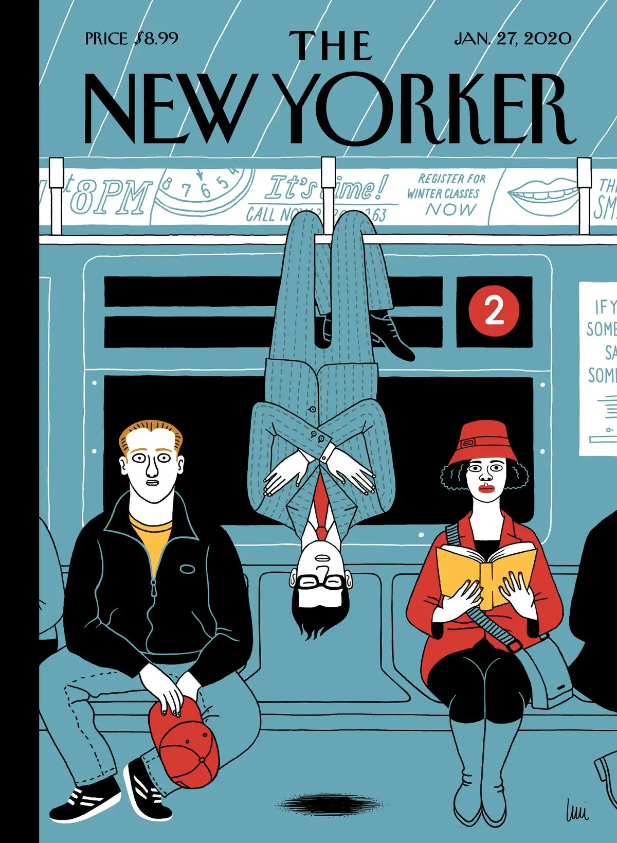 Обложка The New Yorker, 27 января 2020: Осознанная дорога на работу, художник Люси Гутьеррес