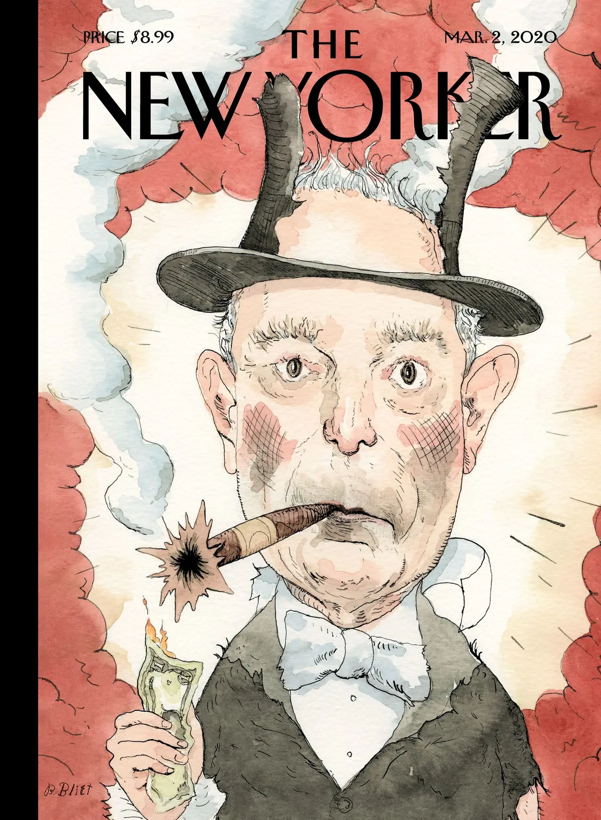 Обложка The New Yorker, 2 марта 2020: Всё, что можно купить за деньги, художник Барри Блитт