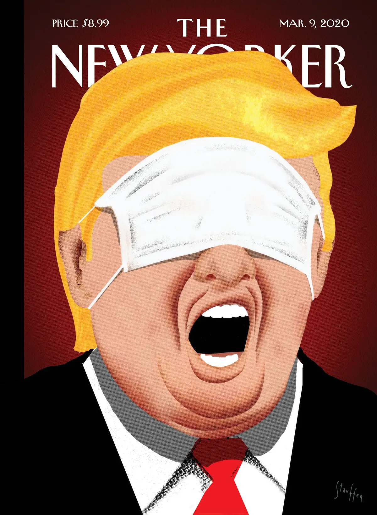 Обложка The New Yorker, 9 марта 2020: Под контролем, художник Брайан Стауффер