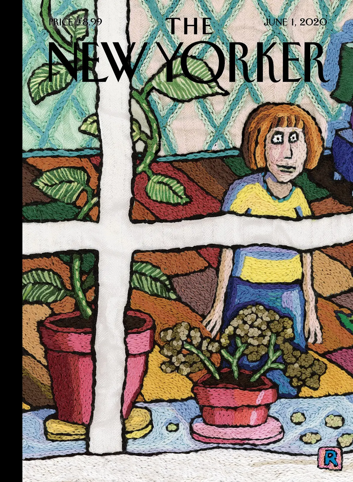 Обложка The New Yorker, 1 июня 2020: Вышивка локдауна, художник Роз Част