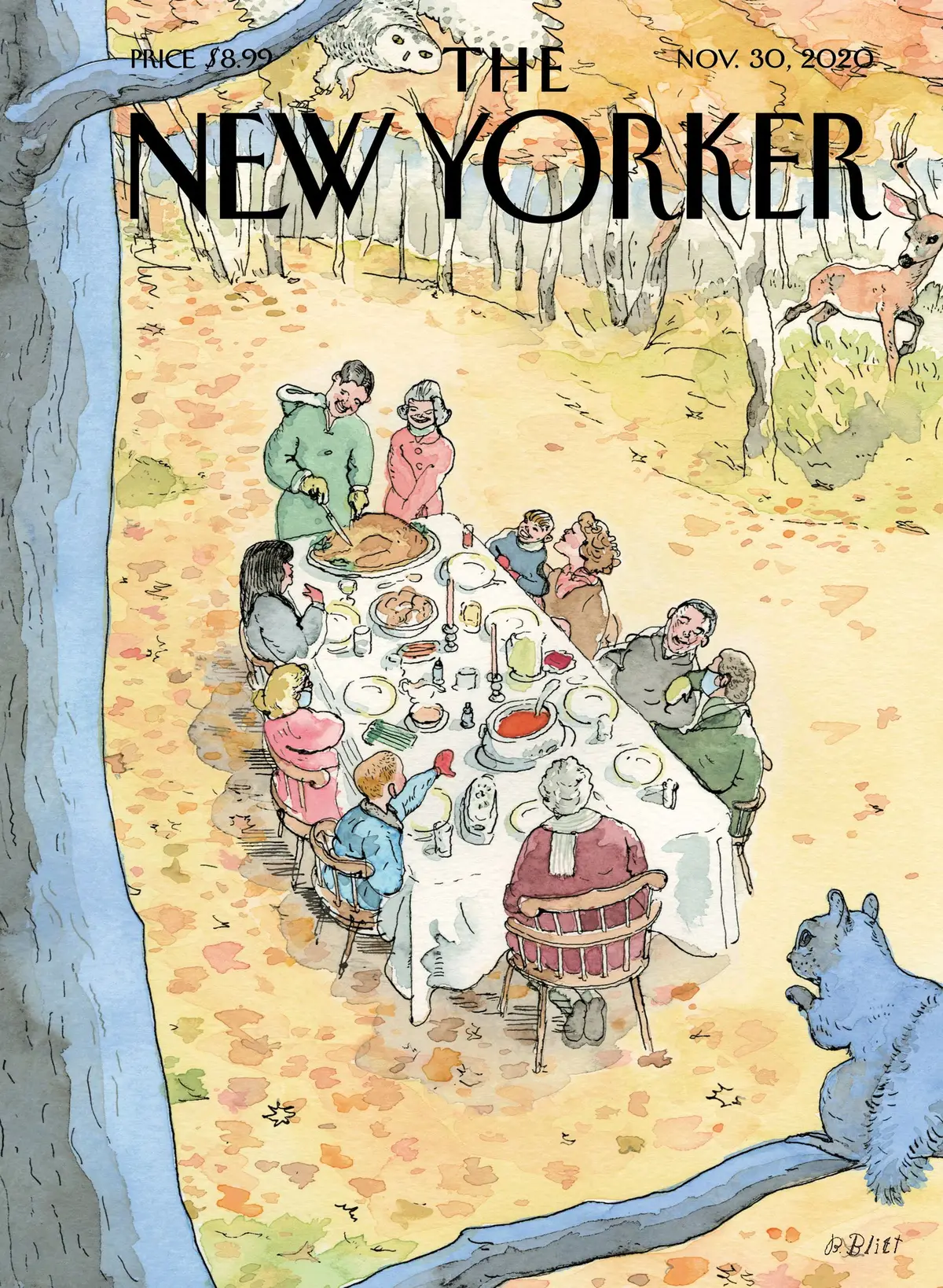 Обложка The New Yorker, 30 ноября 2020: Новые традиции, художник Барри Блитт