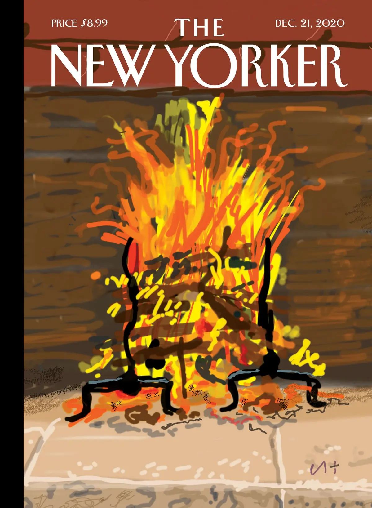 Обложка The New Yorker, 21 декабря 2020: Очаг, художник Дэвид Хокни