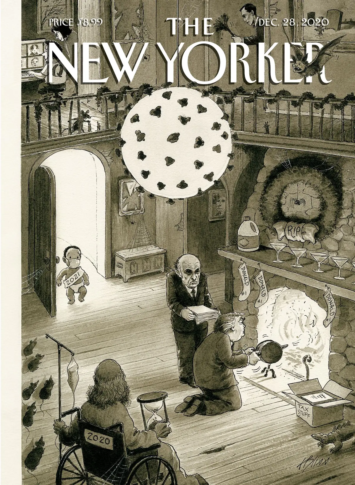 Обложка The New Yorker, 28 декабря 2020: Да здравствует новое, художник Гарри Блисс