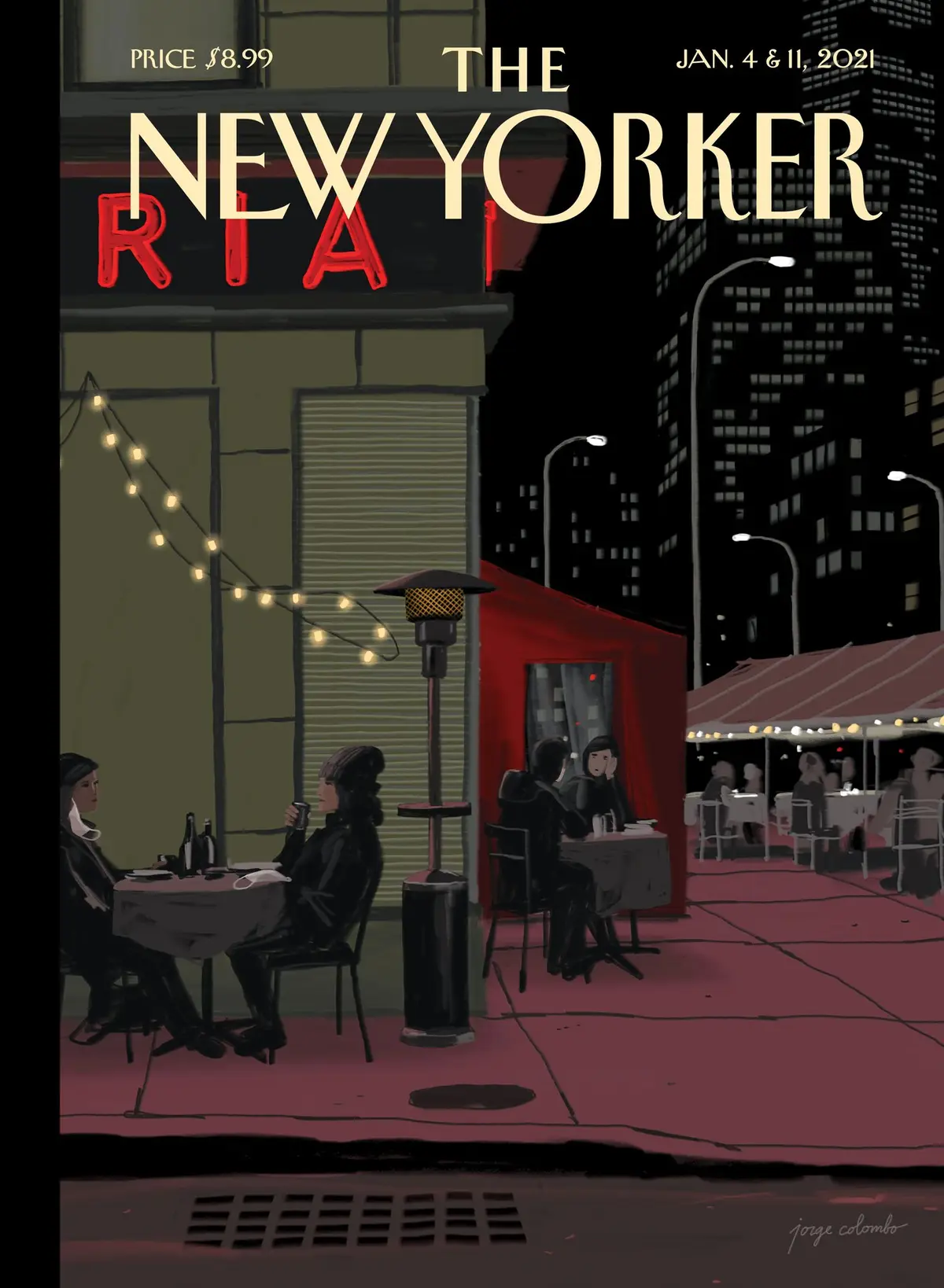 Обложка The New Yorker, 4 января 2021: Яркие огни, художник Хорхе Коломбо