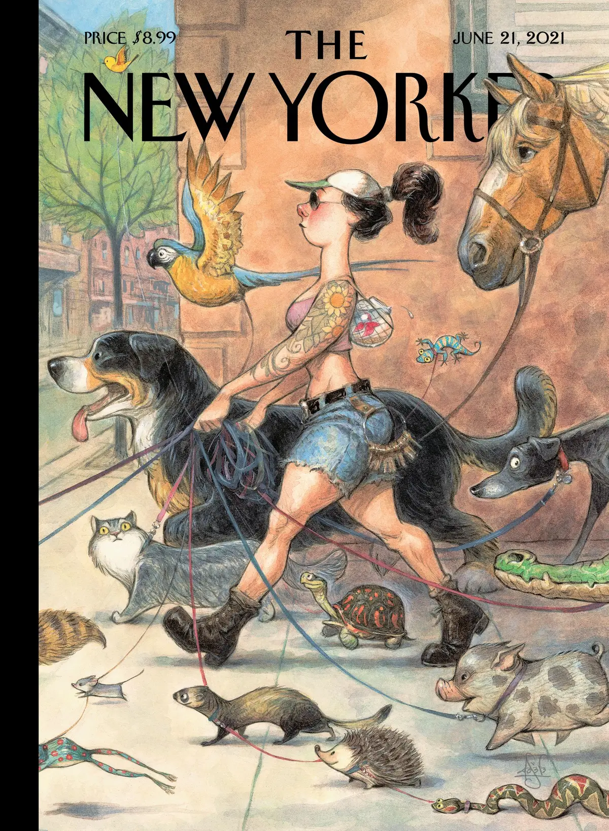 Обложка The New Yorker, 21 июня 2021: Местная фауна, художник Питер де Сев