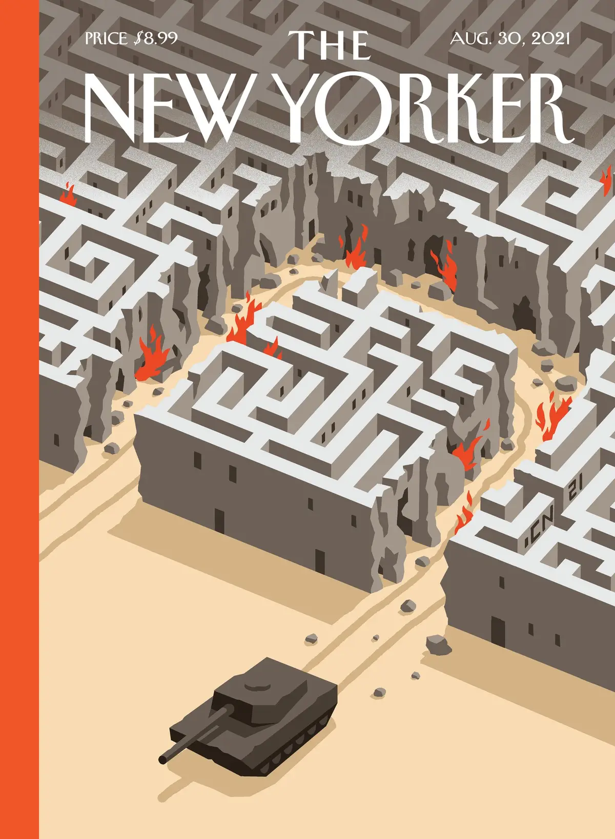 Обложка The New Yorker, 30 августа 2021: Стратегия выхода, художник Кристоф Ниман