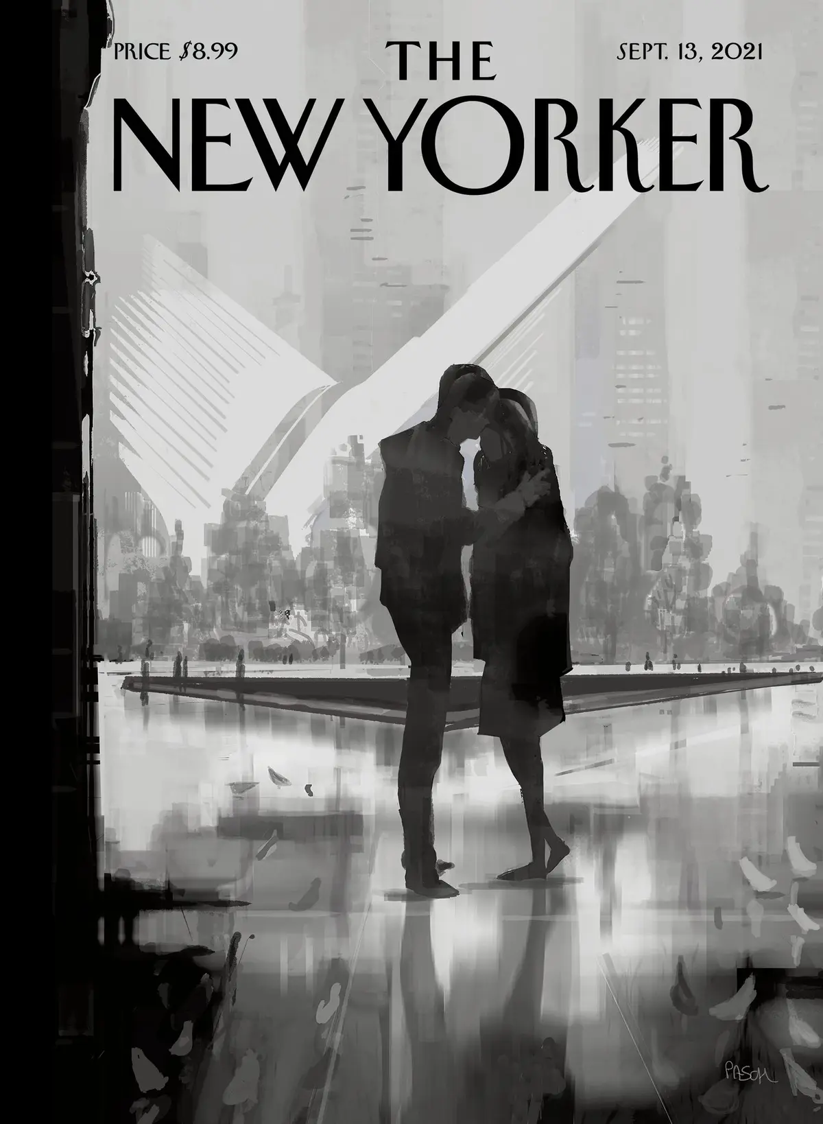 Обложка The New Yorker, 13 сентября 2021: 11 сентября: тогда и сейчас, художник Паскаль Кампьон