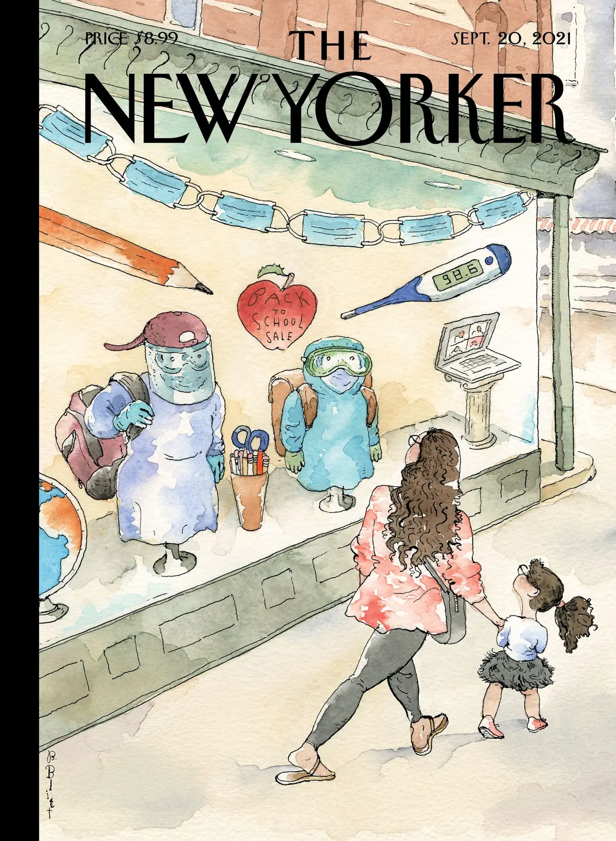 Обложка The New Yorker, 20 сентября 2021: Кривая обучения, художник Барри Блитт