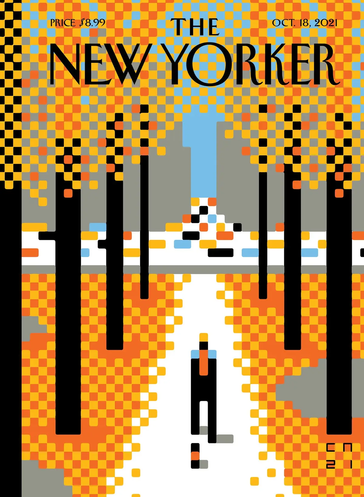 Обложка The New Yorker, 18 октября 2021: Прогулка в парке, художник Кристоф Ниман