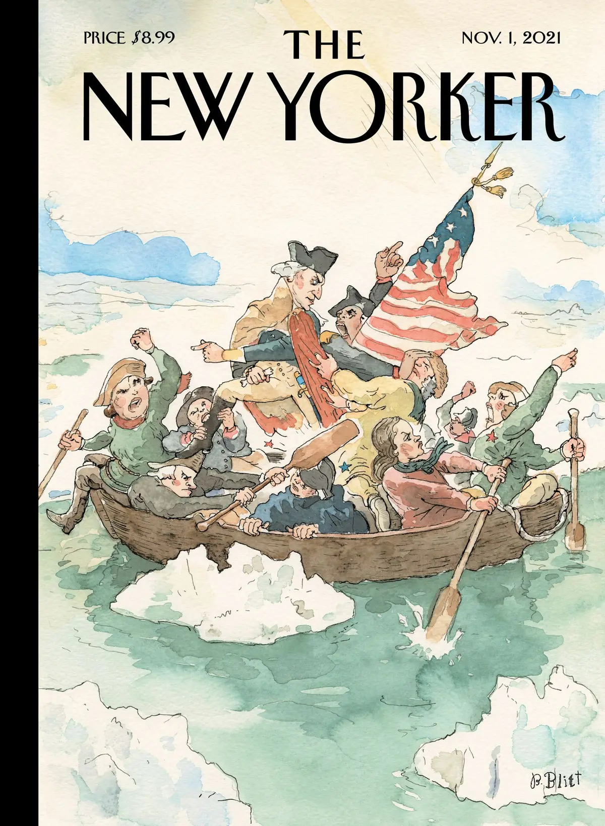 Обложка The New Yorker, 1 ноября 2021: Через пропасть, художник Барри Блитт