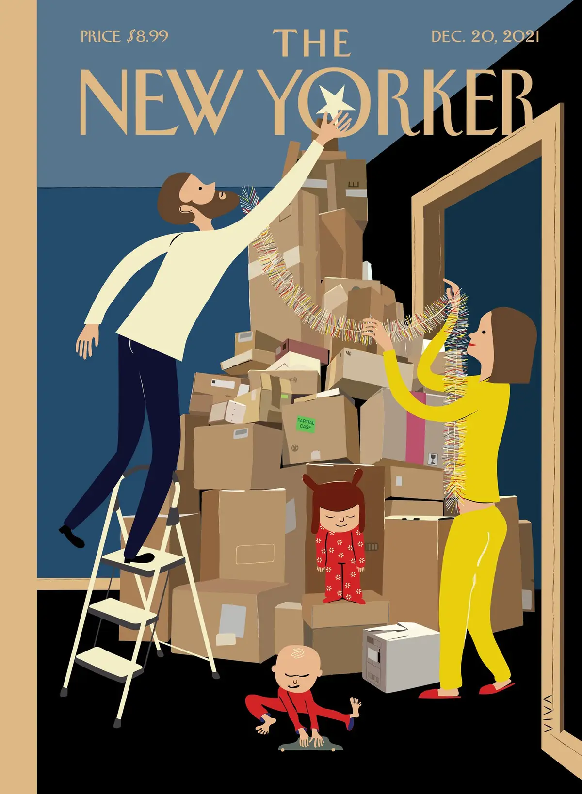 Обложка The New Yorker, 20 декабря 2021: Упаковка подарков, художник Фрэнк Вива