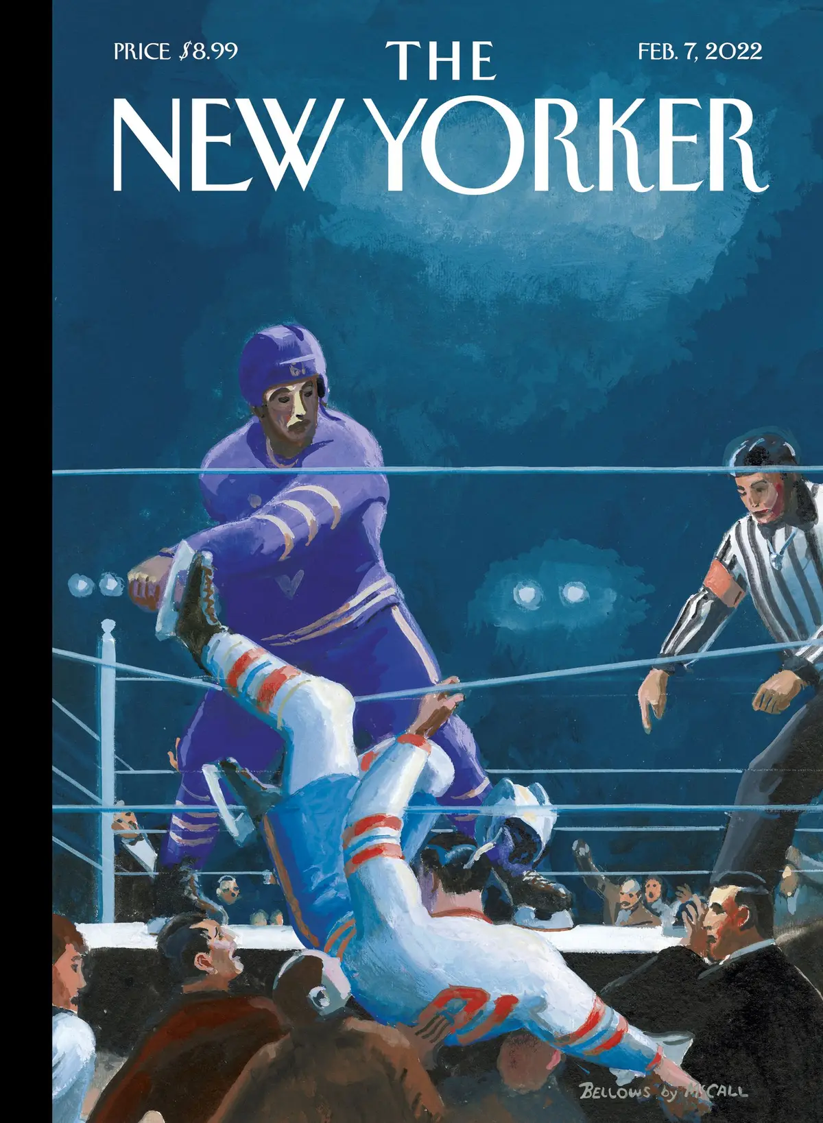 Обложка The New Yorker, 7 февраля 2022: Боксёрский каток, художник Брюс Макколл