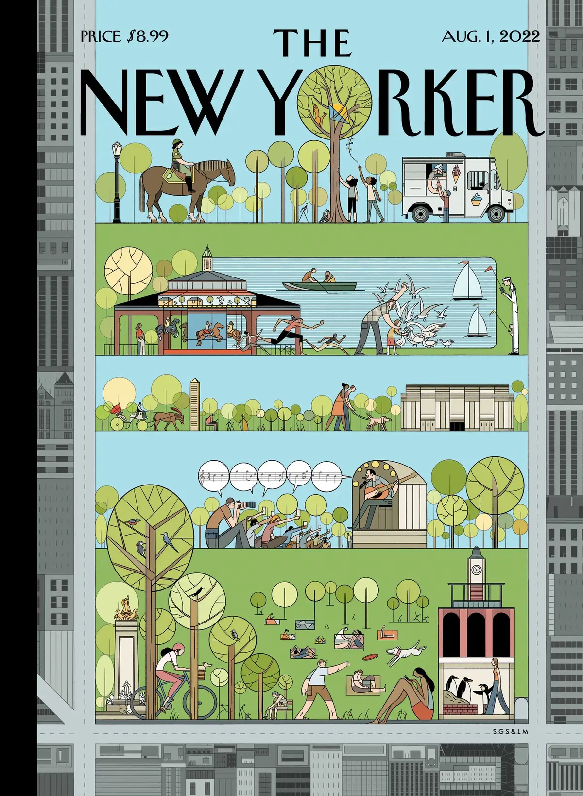 Обложка The New Yorker, 1 августа 2022: Забава в Центральном парке, художник Серхио Гарсия Санчес