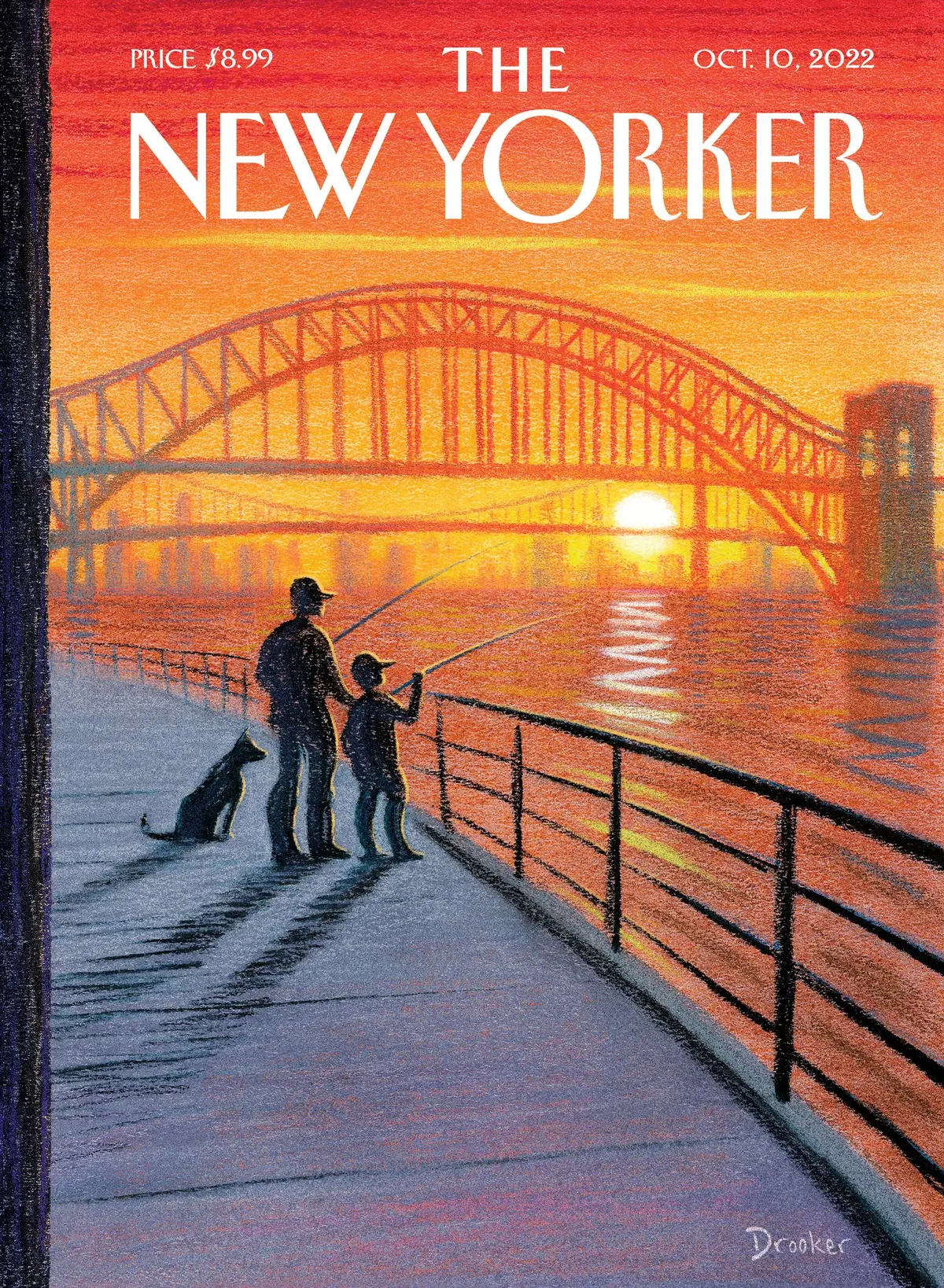Обложка The New Yorker, 10 октября 2022: Улов на закате, художник Эрик Друкер