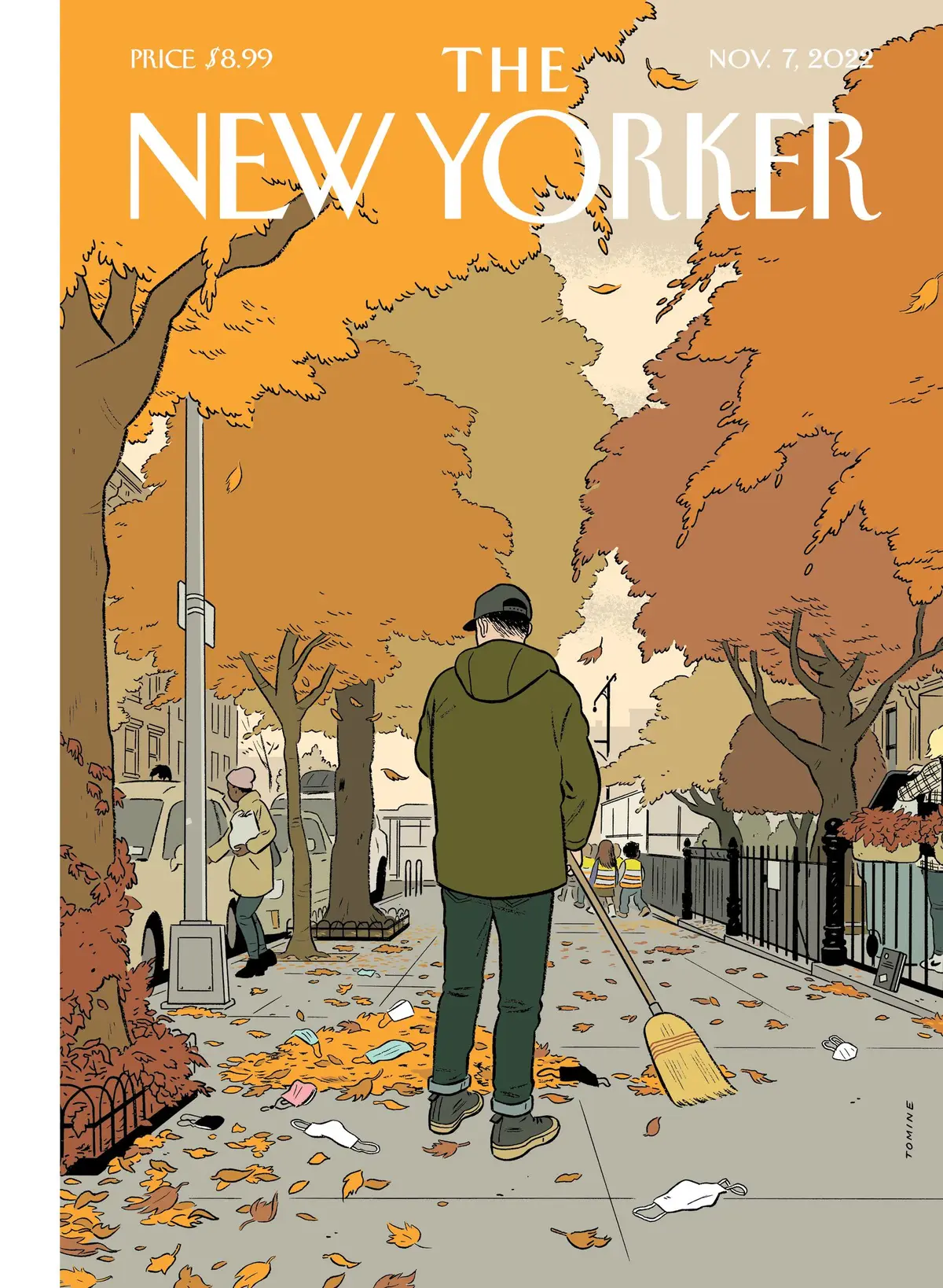 Обложка The New Yorker, 7 ноября 2022: Осенняя уборка, художник Эдриан Томине