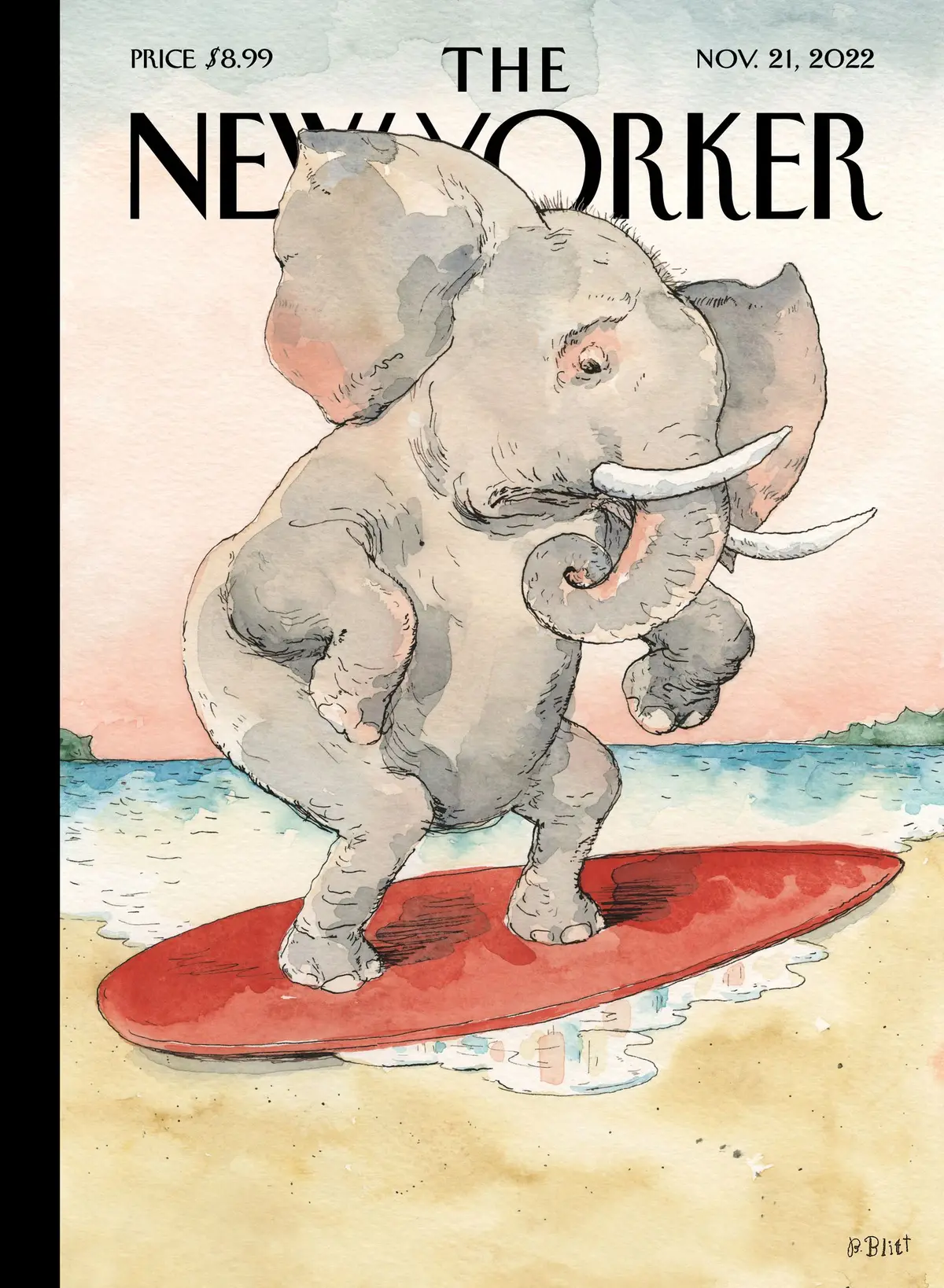 Обложка The New Yorker, 21 ноября 2022: Отлив, художник Барри Блитт