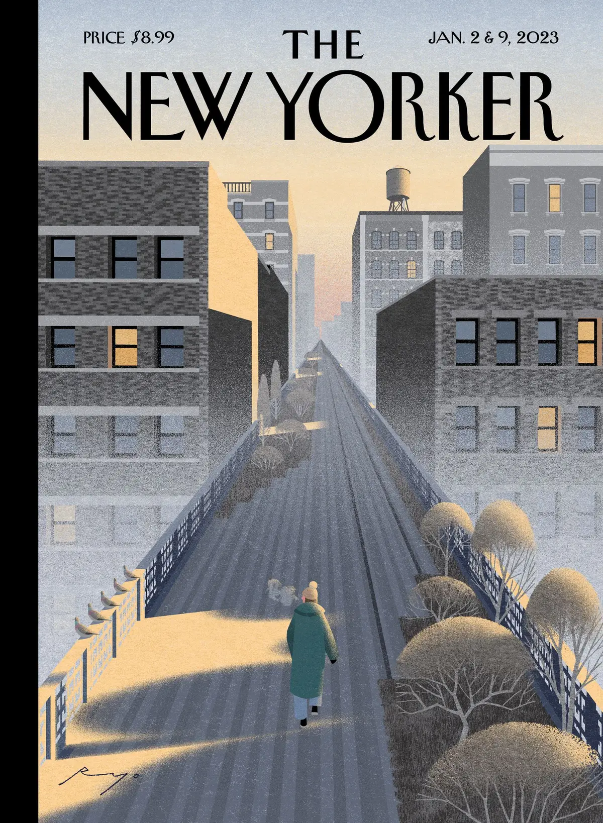 Обложка The New Yorker, 2 января 2023: Новые следы, художник Рё Такэмаса