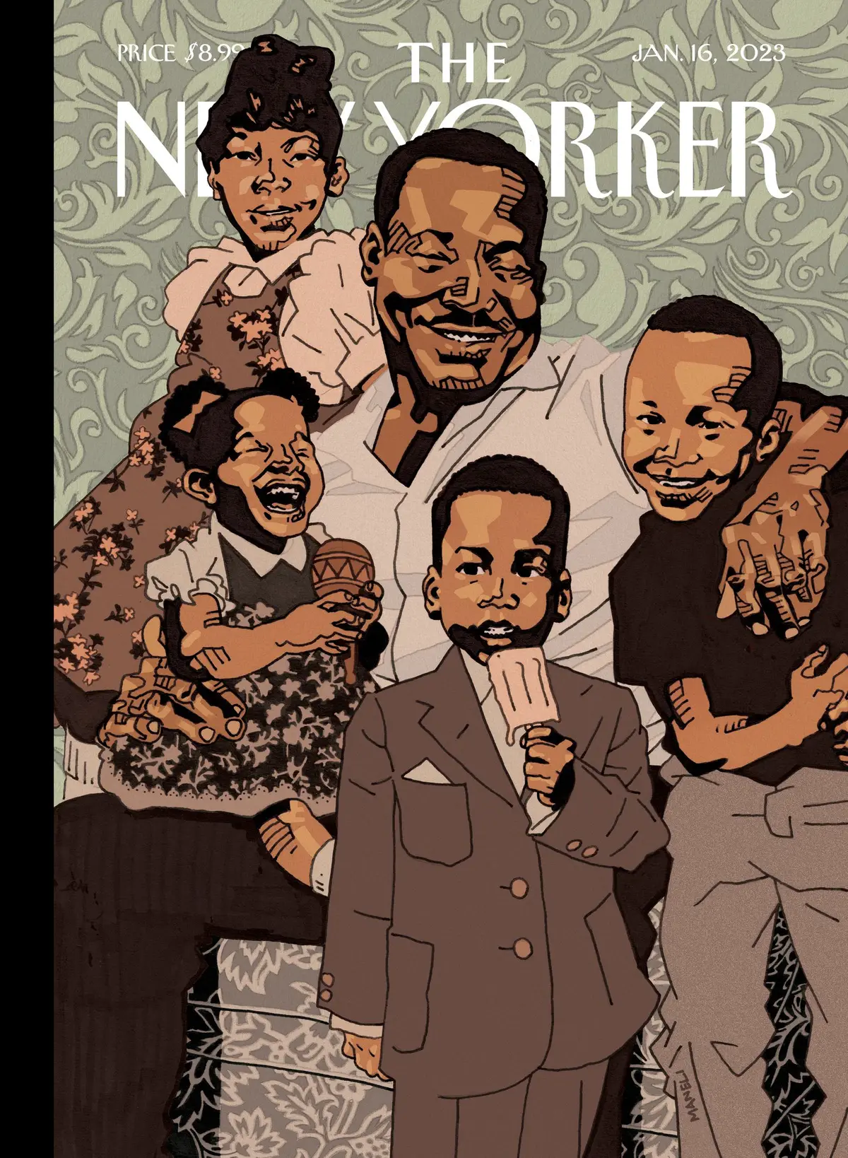 Обложка The New Yorker, 16 января 2023: Семьянин, художник Пола Манели