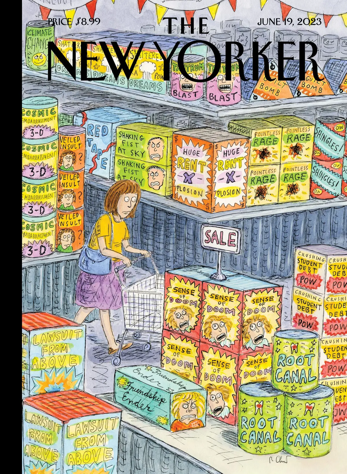 Обложка The New Yorker, 19 июня 2023: Мегамагазин фейерверков, художник Роз Част