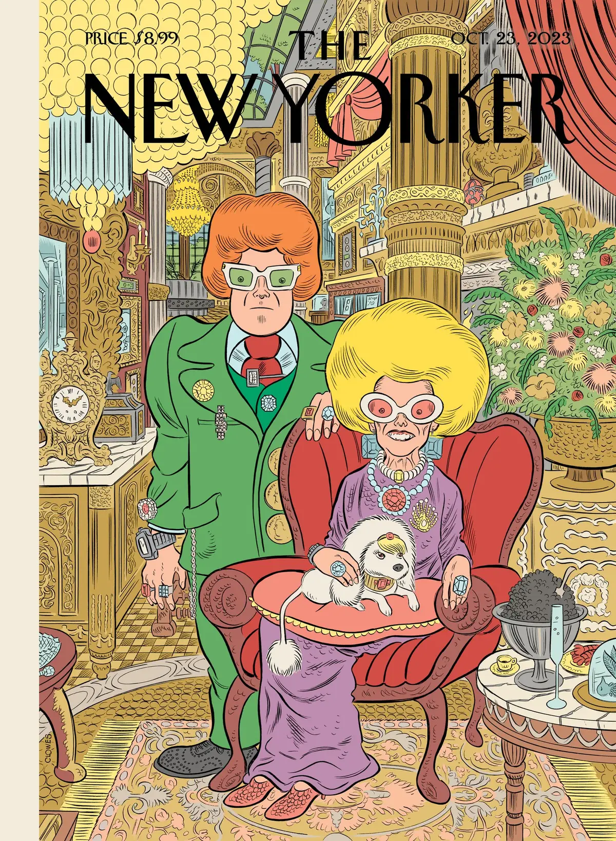 Обложка The New Yorker, 23 октября 2023: Тихая роскошь, художник Дэниел Клоуз