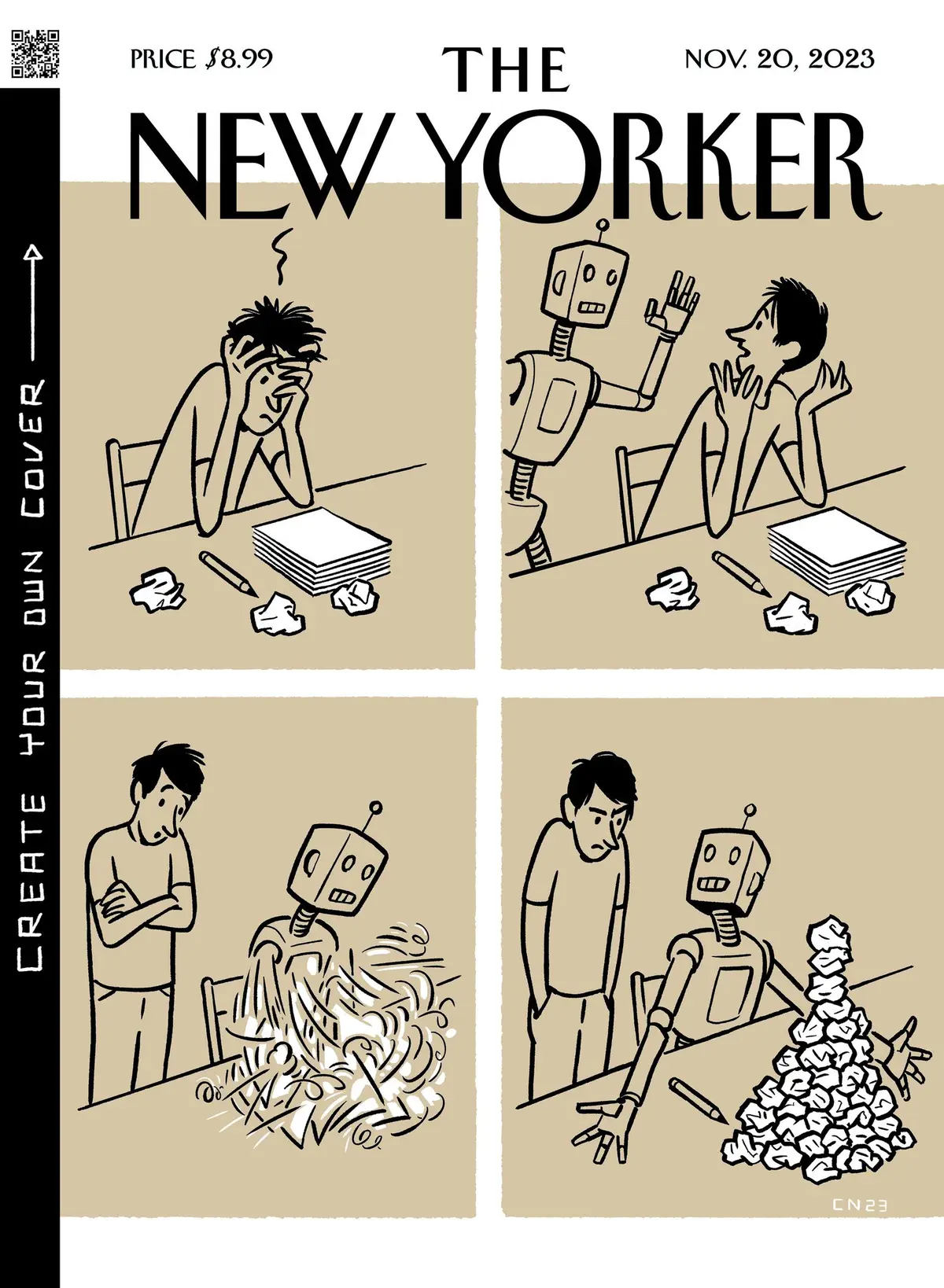 Обложка The New Yorker, 20 ноября 2023: Создайте свою обложку с Till-E, художник Кристоф Ниман