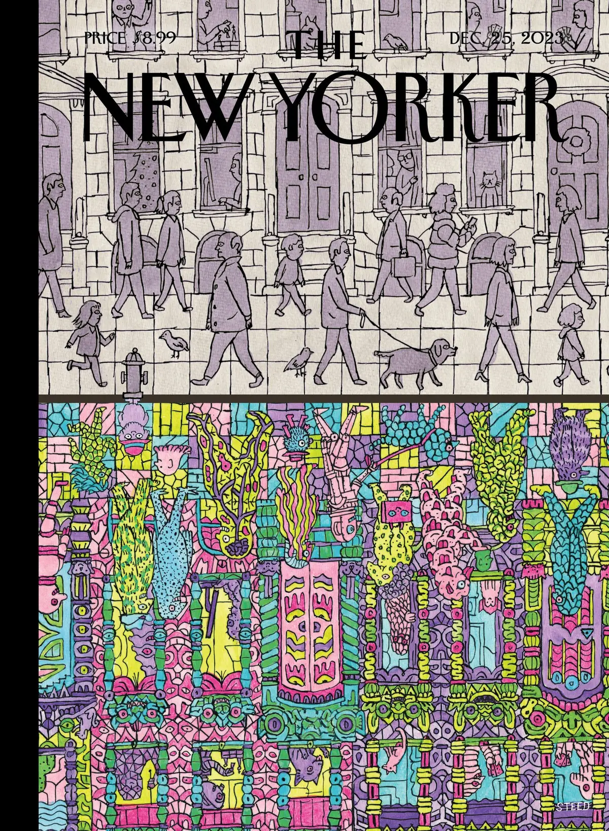Обложка The New Yorker, 25 декабря 2023: Обратная сторона, художник Эдвард Стид