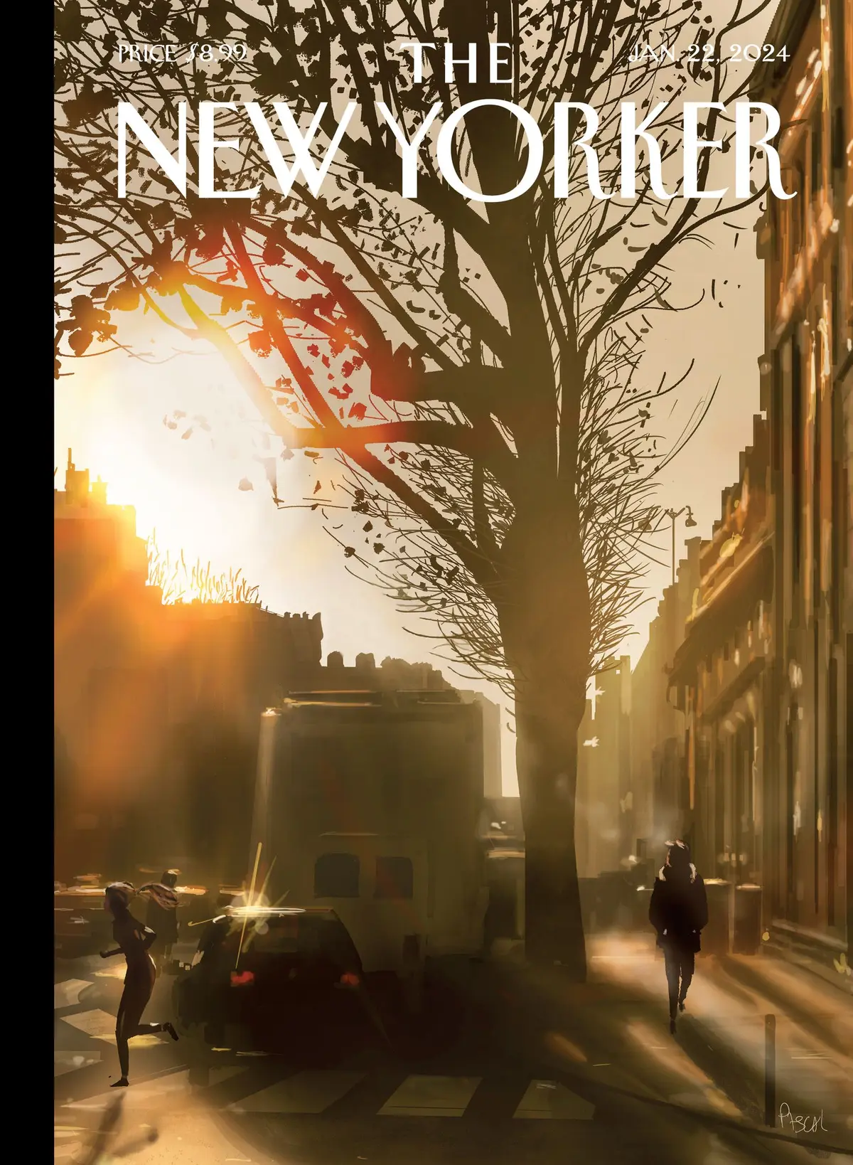 Обложка The New Yorker, 22 января 2024: Зимнее солнце, художник Паскаль Кампьон