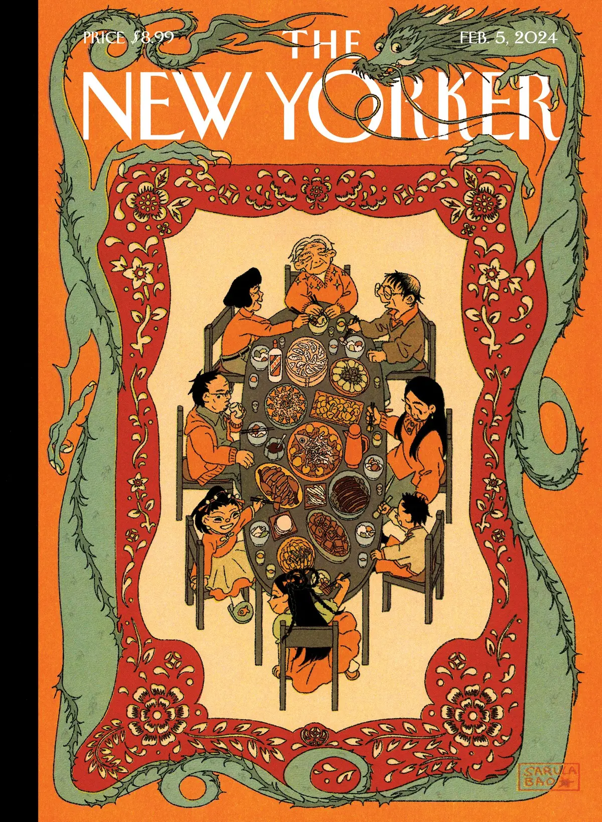 Обложка The New Yorker, 5 февраля 2024: Лунный Новый год, художник Сарула Бао