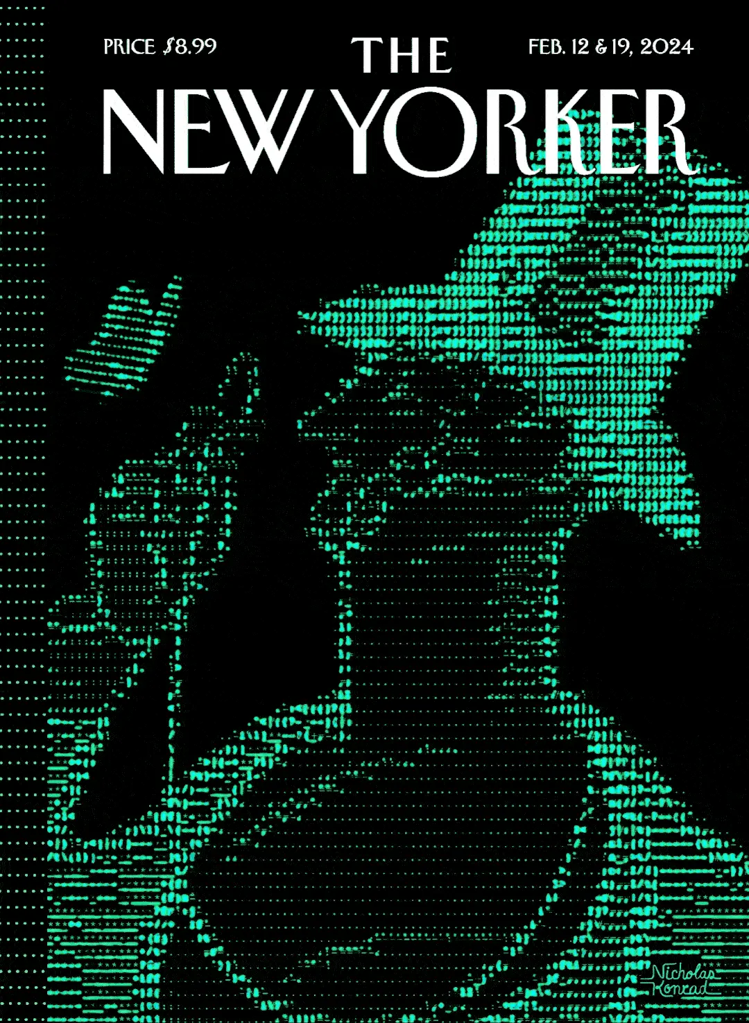 Обложка The New Yorker, 12 февраля 2024: Анкета в сети, художник Николас Конрад